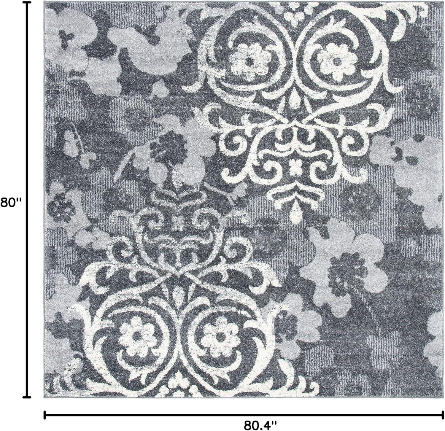 image:imageSAFAVIEH Area Rug 8x10 Adirondack Collection Large Navy amp Silver Floral Glam Damask Design NonShedding amp Easy Cleaning Ideal for Living Room Bedroom Office Dining Space ADR114NCharcoalIvory