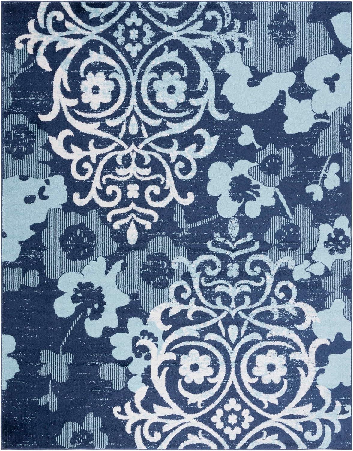 image:imageSAFAVIEH Area Rug 8x10 Adirondack Collection Large Navy amp Silver Floral Glam Damask Design NonShedding amp Easy Cleaning Ideal for Living Room Bedroom Office Dining Space ADR114NNavyAqua