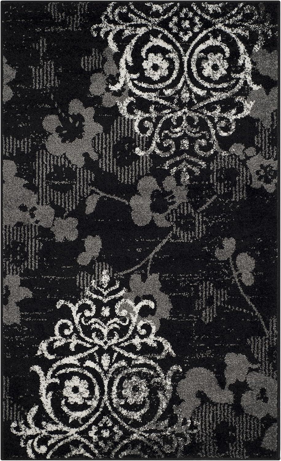image:imageSAFAVIEH Area Rug 8x10 Adirondack Collection Large Navy amp Silver Floral Glam Damask Design NonShedding amp Easy Cleaning Ideal for Living Room Bedroom Office Dining Space ADR114NBlackSilver