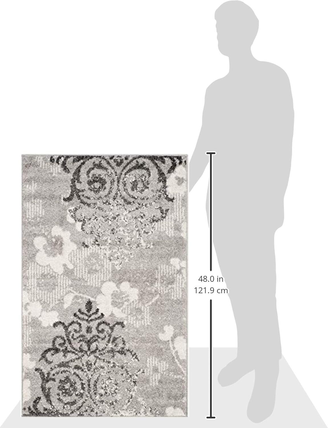image:imageSAFAVIEH Area Rug 8x10 Adirondack Collection Large Navy amp Silver Floral Glam Damask Design NonShedding amp Easy Cleaning Ideal for Living Room Bedroom Office Dining Space ADR114NSilverIvory
