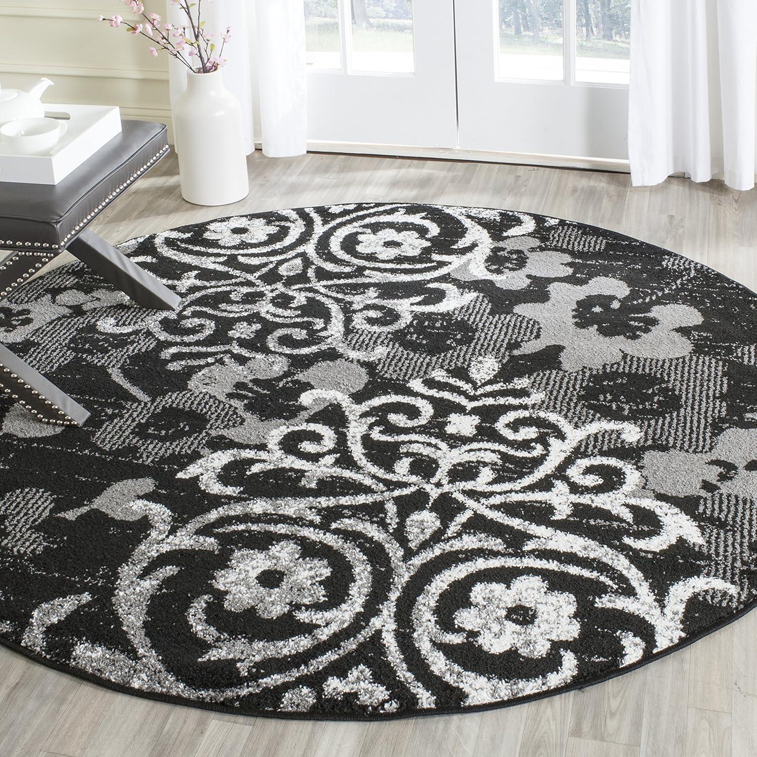 image:imageSAFAVIEH Area Rug 8x10 Adirondack Collection Large Navy amp Silver Floral Glam Damask Design NonShedding amp Easy Cleaning Ideal for Living Room Bedroom Office Dining Space ADR114NBlackSilver