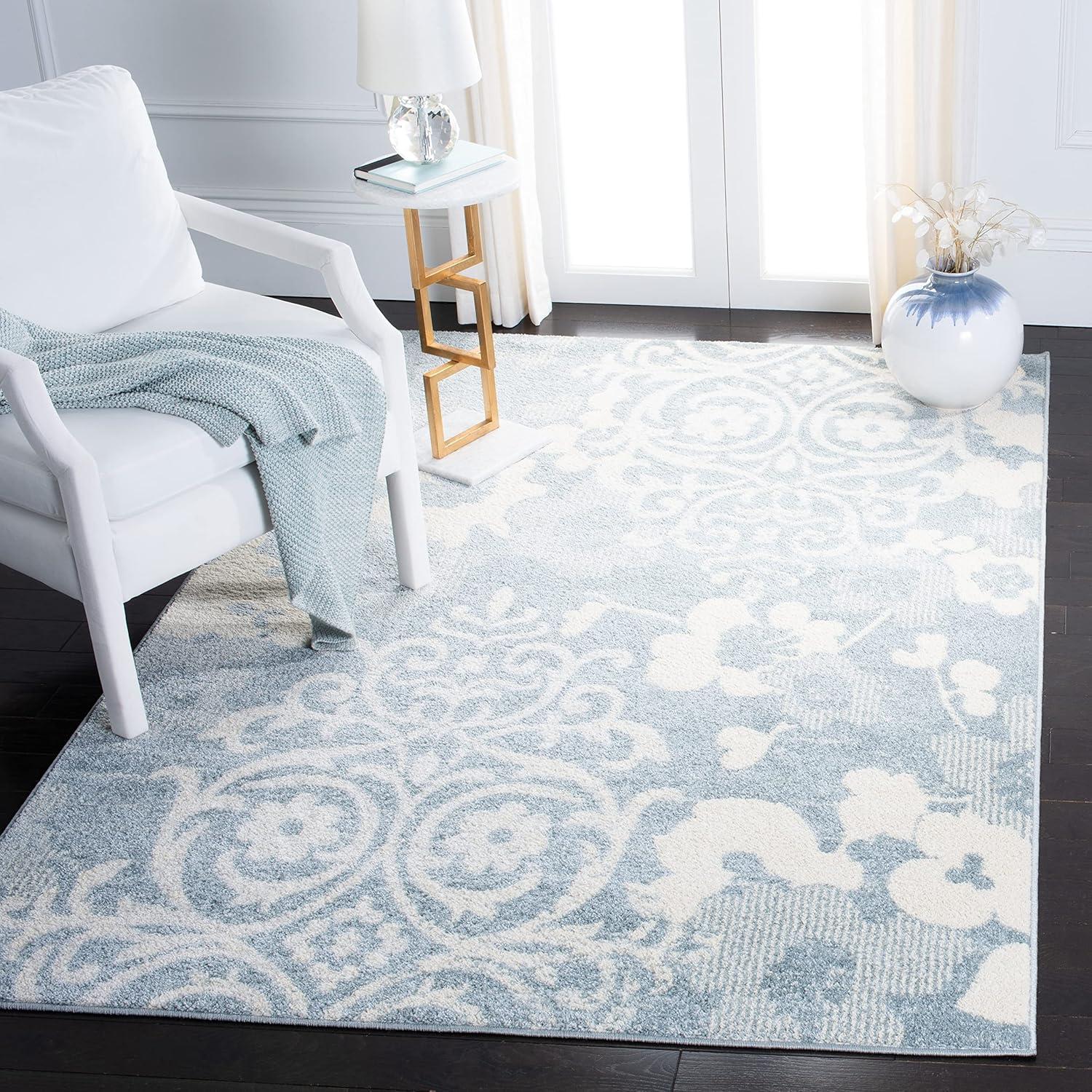 image:imageSAFAVIEH Area Rug 8x10 Adirondack Collection Large Navy amp Silver Floral Glam Damask Design NonShedding amp Easy Cleaning Ideal for Living Room Bedroom Office Dining Space ADR114NGreyIvory