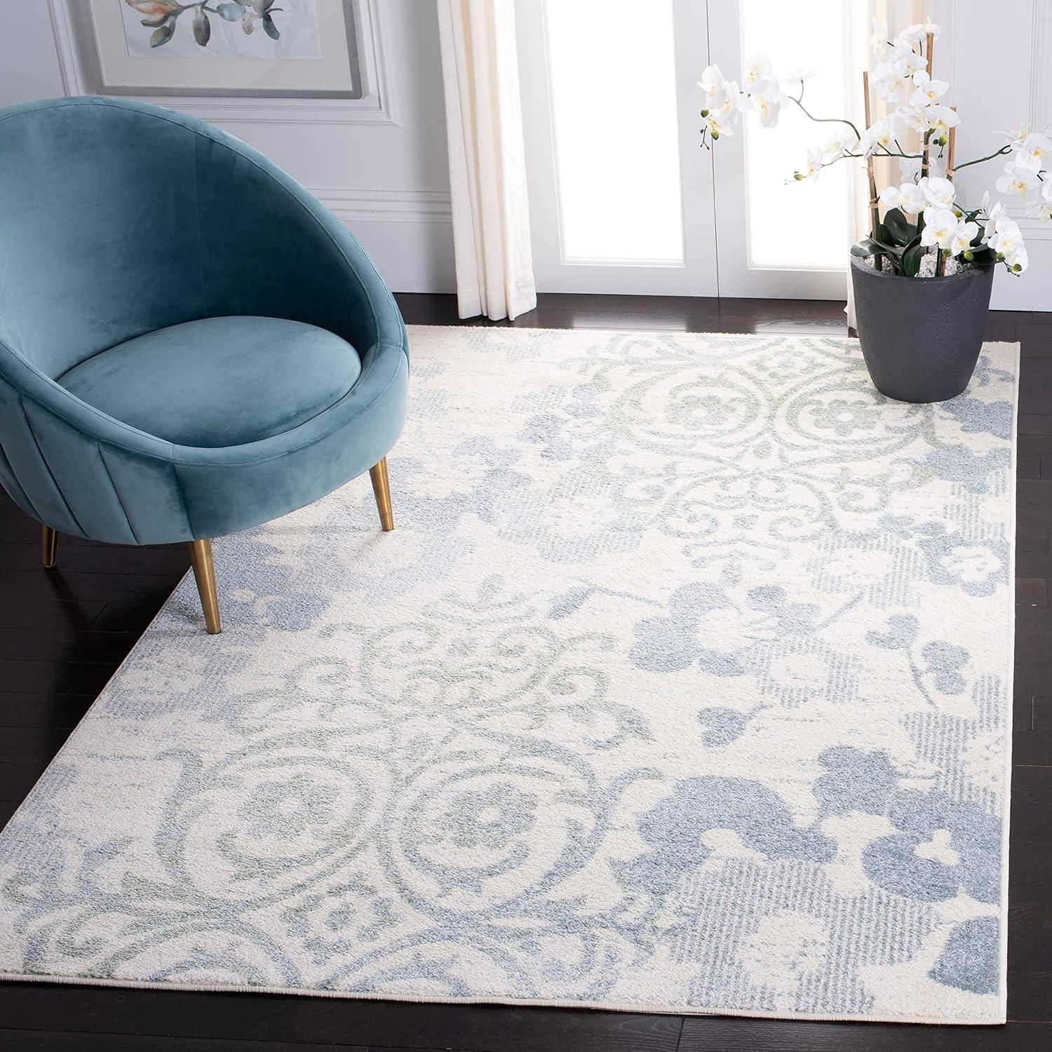 image:imageSAFAVIEH Area Rug 8x10 Adirondack Collection Large Navy amp Silver Floral Glam Damask Design NonShedding amp Easy Cleaning Ideal for Living Room Bedroom Office Dining Space ADR114NIvoryBlue