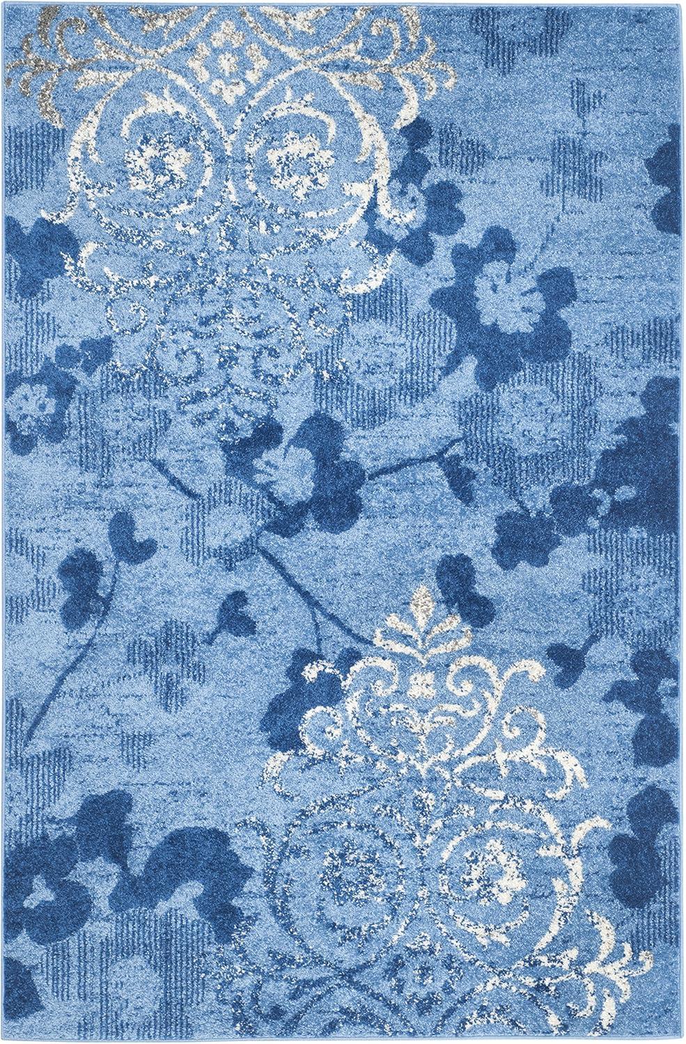 image:imageSAFAVIEH Area Rug 8x10 Adirondack Collection Large Navy amp Silver Floral Glam Damask Design NonShedding amp Easy Cleaning Ideal for Living Room Bedroom Office Dining Space ADR114NLight BlueDark Blue