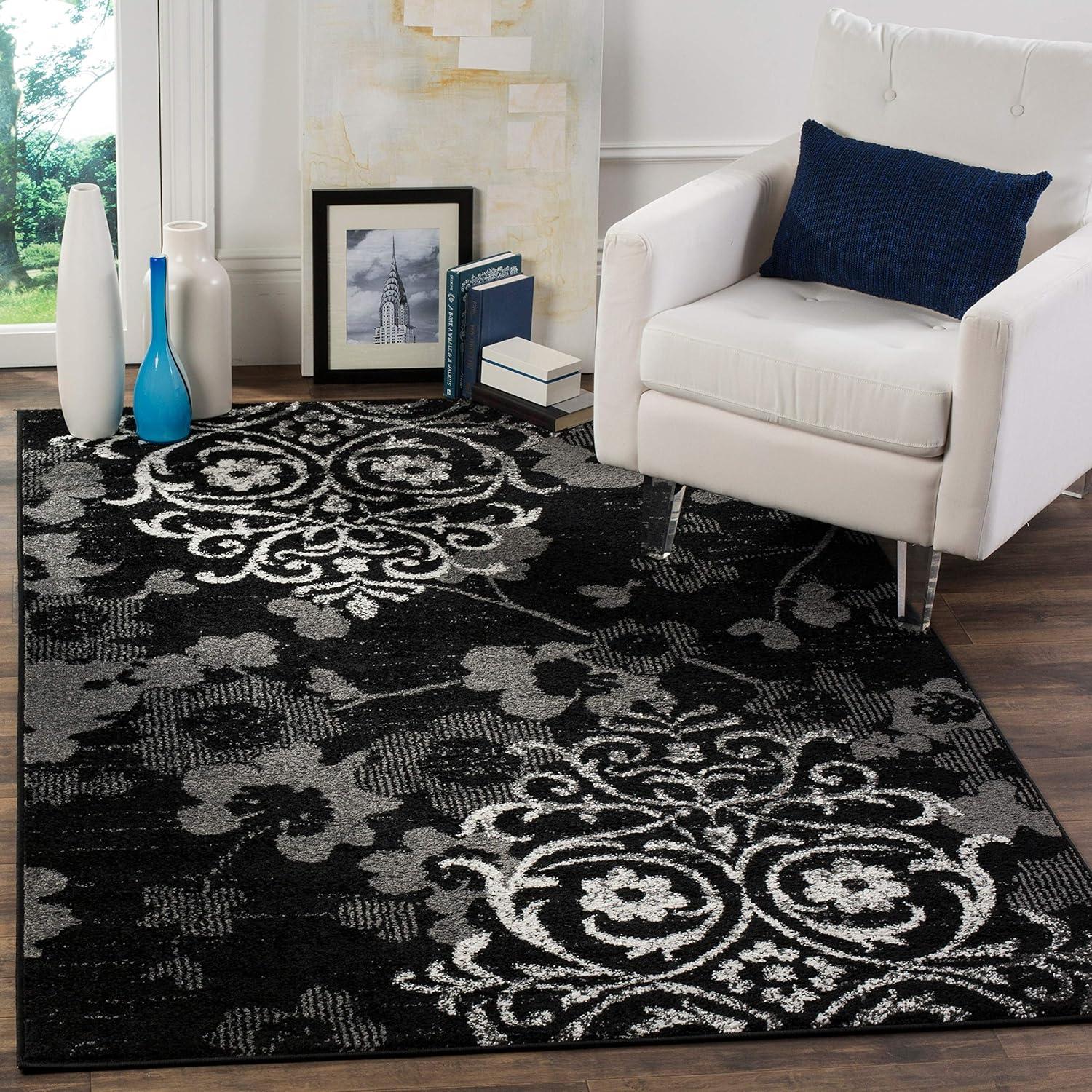 image:imageSAFAVIEH Area Rug 8x10 Adirondack Collection Large Navy amp Silver Floral Glam Damask Design NonShedding amp Easy Cleaning Ideal for Living Room Bedroom Office Dining Space ADR114NGreyIvory