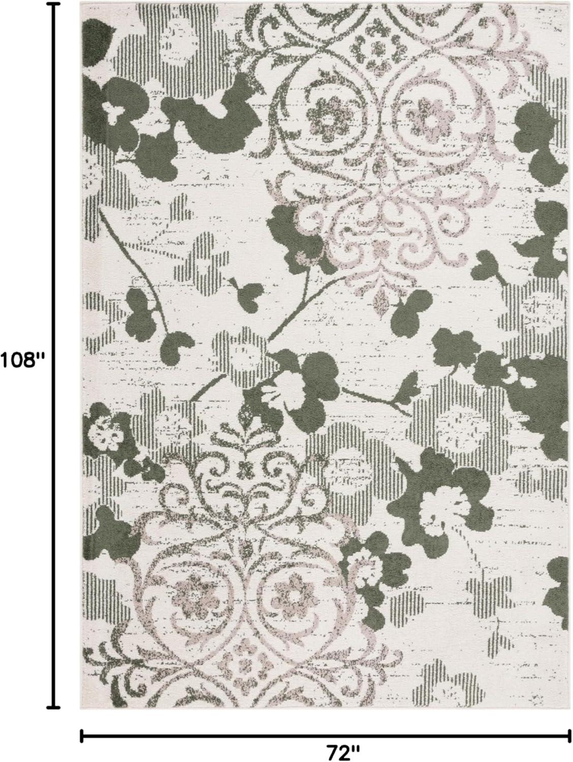 image:imageSAFAVIEH Area Rug 8x10 Adirondack Collection Large Navy amp Silver Floral Glam Damask Design NonShedding amp Easy Cleaning Ideal for Living Room Bedroom Office Dining Space ADR114NIvoryDark Green