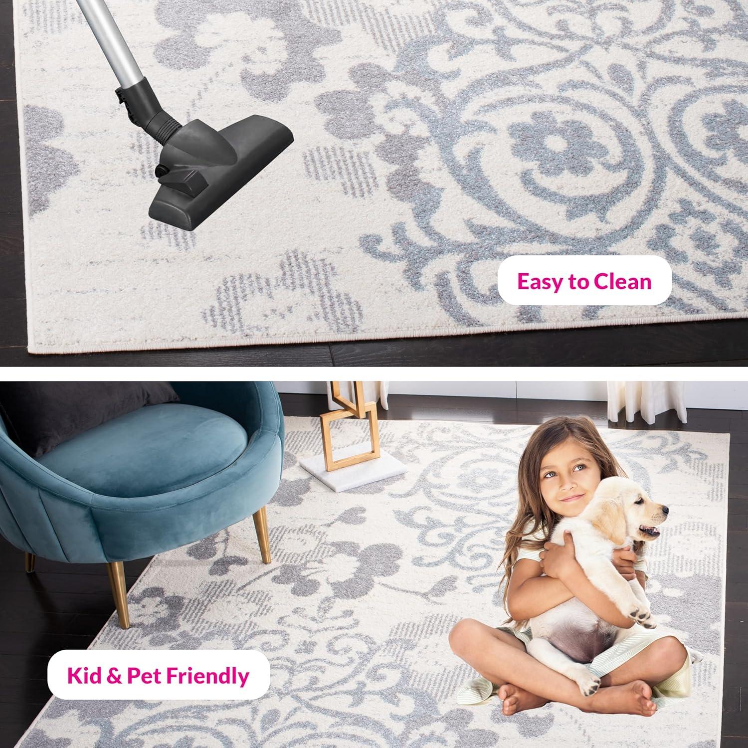 image:imageSAFAVIEH Area Rug 8x10 Adirondack Collection Large Navy amp Silver Floral Glam Damask Design NonShedding amp Easy Cleaning Ideal for Living Room Bedroom Office Dining Space ADR114NIvoryGrey