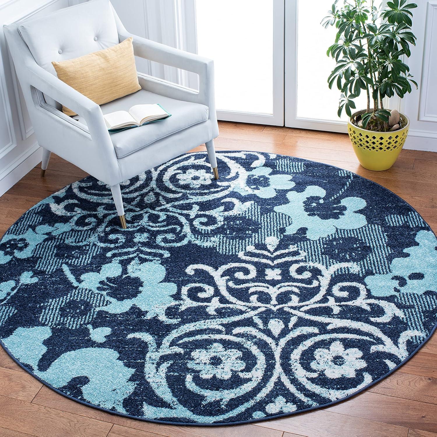 image:imageSAFAVIEH Area Rug 8x10 Adirondack Collection Large Navy amp Silver Floral Glam Damask Design NonShedding amp Easy Cleaning Ideal for Living Room Bedroom Office Dining Space ADR114NNavyAqua