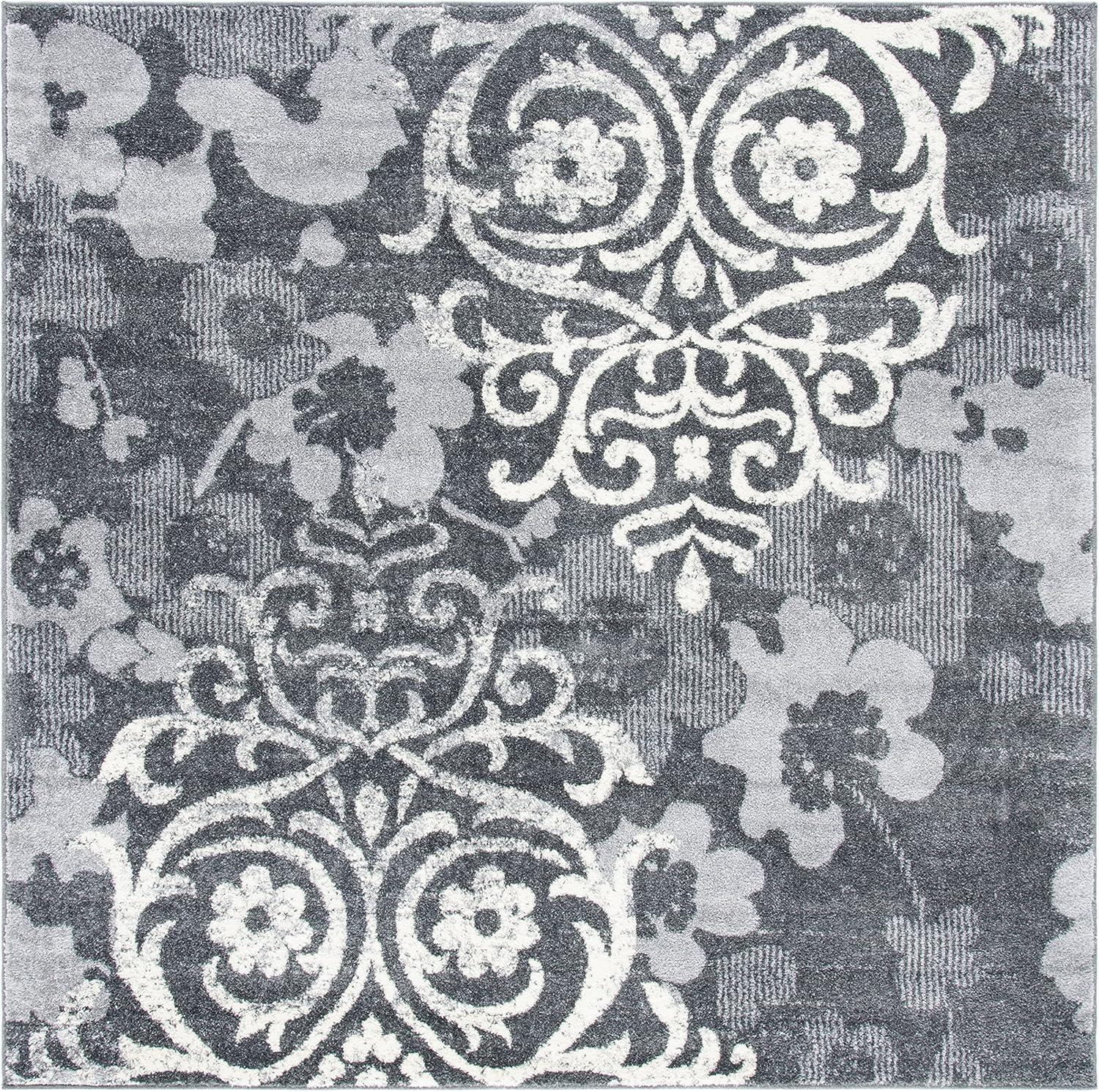 image:imageSAFAVIEH Area Rug 8x10 Adirondack Collection Large Navy amp Silver Floral Glam Damask Design NonShedding amp Easy Cleaning Ideal for Living Room Bedroom Office Dining Space ADR114NCharcoalIvory
