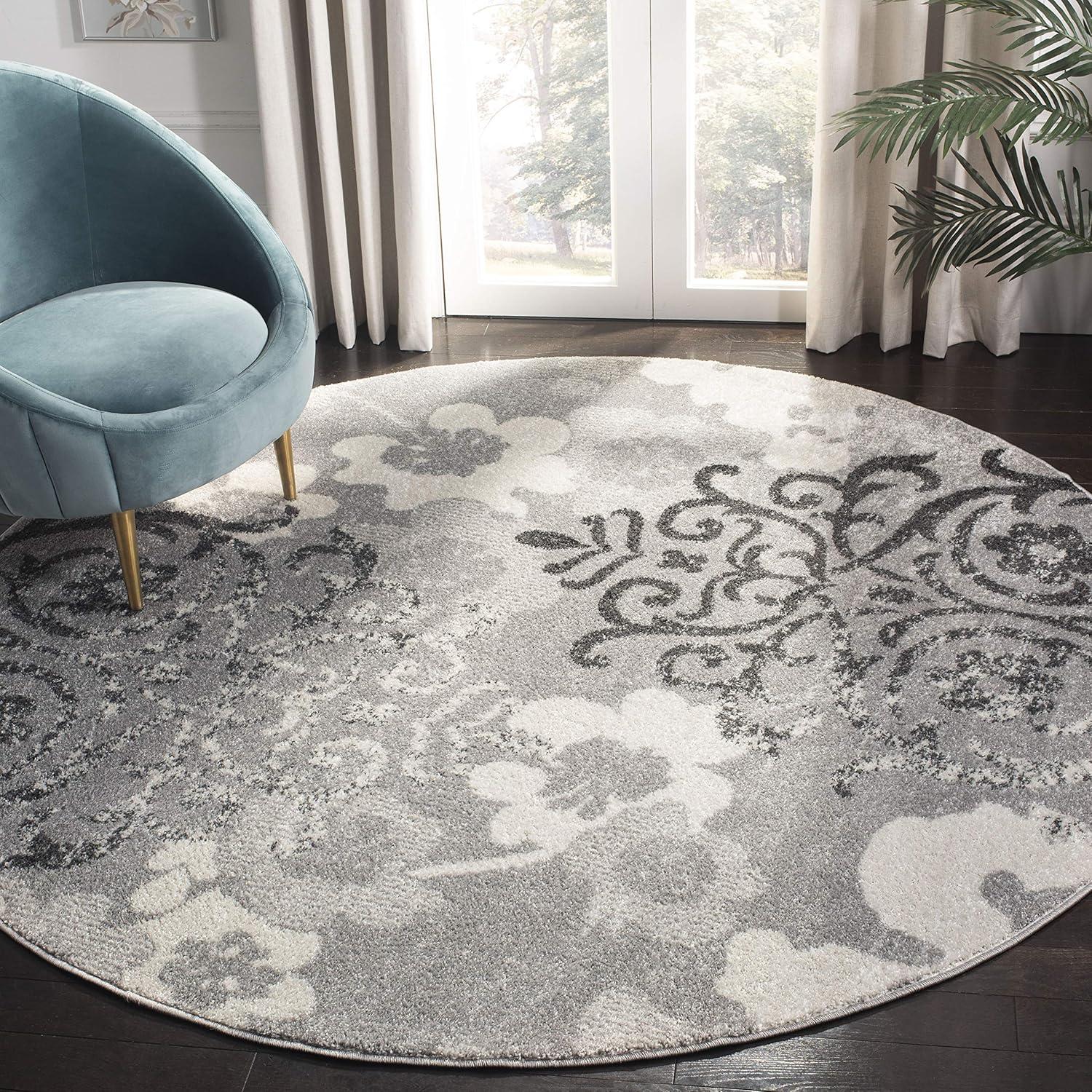 image:imageSAFAVIEH Area Rug 8x10 Adirondack Collection Large Navy amp Silver Floral Glam Damask Design NonShedding amp Easy Cleaning Ideal for Living Room Bedroom Office Dining Space ADR114NSilverIvory