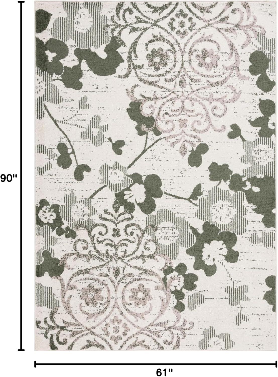 image:imageSAFAVIEH Area Rug 8x10 Adirondack Collection Large Navy amp Silver Floral Glam Damask Design NonShedding amp Easy Cleaning Ideal for Living Room Bedroom Office Dining Space ADR114NIvoryDark Green