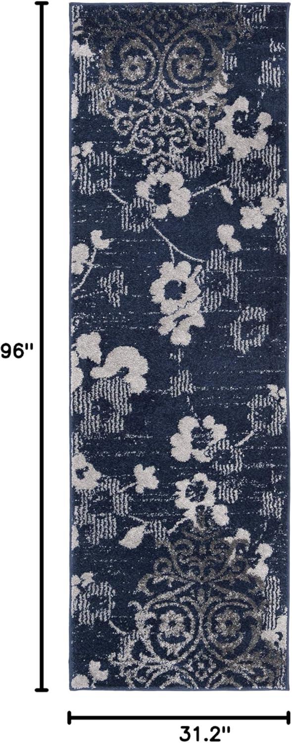image:imageSAFAVIEH Area Rug 8x10 Adirondack Collection Large Navy amp Silver Floral Glam Damask Design NonShedding amp Easy Cleaning Ideal for Living Room Bedroom Office Dining Space ADR114NNavySilver