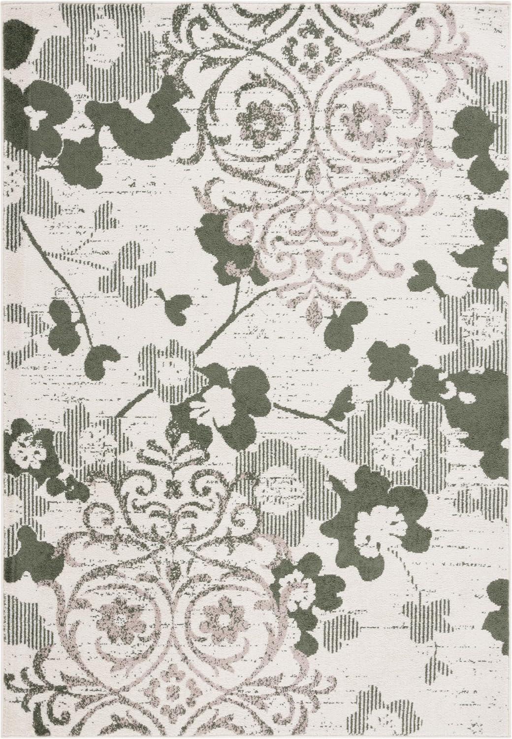 image:imageSAFAVIEH Area Rug 8x10 Adirondack Collection Large Navy amp Silver Floral Glam Damask Design NonShedding amp Easy Cleaning Ideal for Living Room Bedroom Office Dining Space ADR114NIvoryDark Green