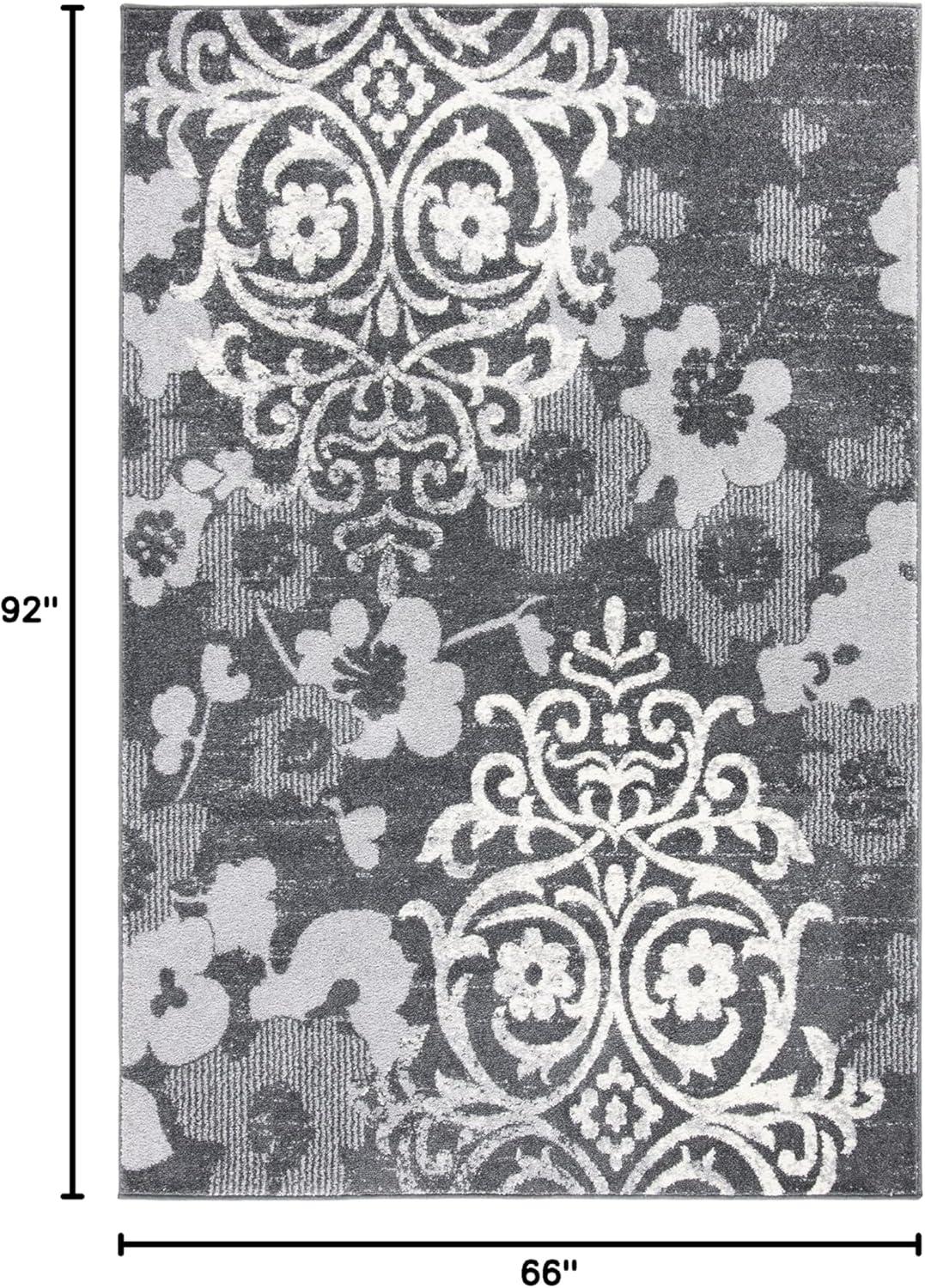 image:imageSAFAVIEH Area Rug 8x10 Adirondack Collection Large Navy amp Silver Floral Glam Damask Design NonShedding amp Easy Cleaning Ideal for Living Room Bedroom Office Dining Space ADR114NCharcoalIvory