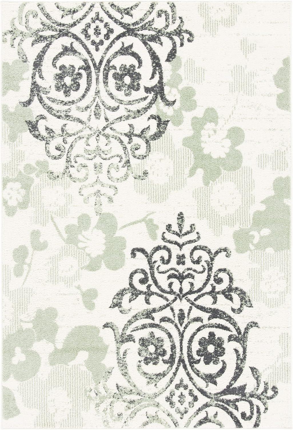 image:imageSAFAVIEH Area Rug 8x10 Adirondack Collection Large Navy amp Silver Floral Glam Damask Design NonShedding amp Easy Cleaning Ideal for Living Room Bedroom Office Dining Space ADR114NIvoryGreen