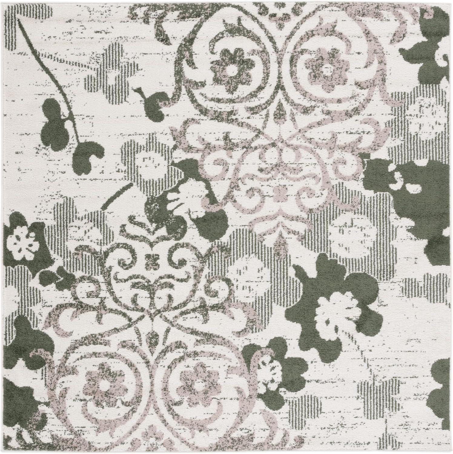 image:imageSAFAVIEH Area Rug 8x10 Adirondack Collection Large Navy amp Silver Floral Glam Damask Design NonShedding amp Easy Cleaning Ideal for Living Room Bedroom Office Dining Space ADR114NIvoryDark Green