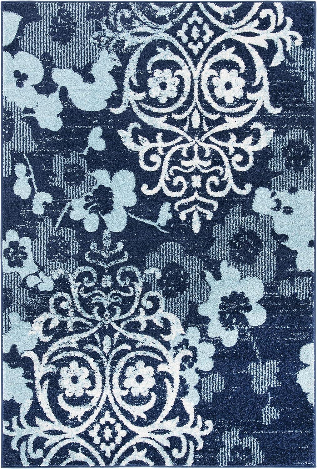 image:imageSAFAVIEH Area Rug 8x10 Adirondack Collection Large Navy amp Silver Floral Glam Damask Design NonShedding amp Easy Cleaning Ideal for Living Room Bedroom Office Dining Space ADR114NNavyAqua