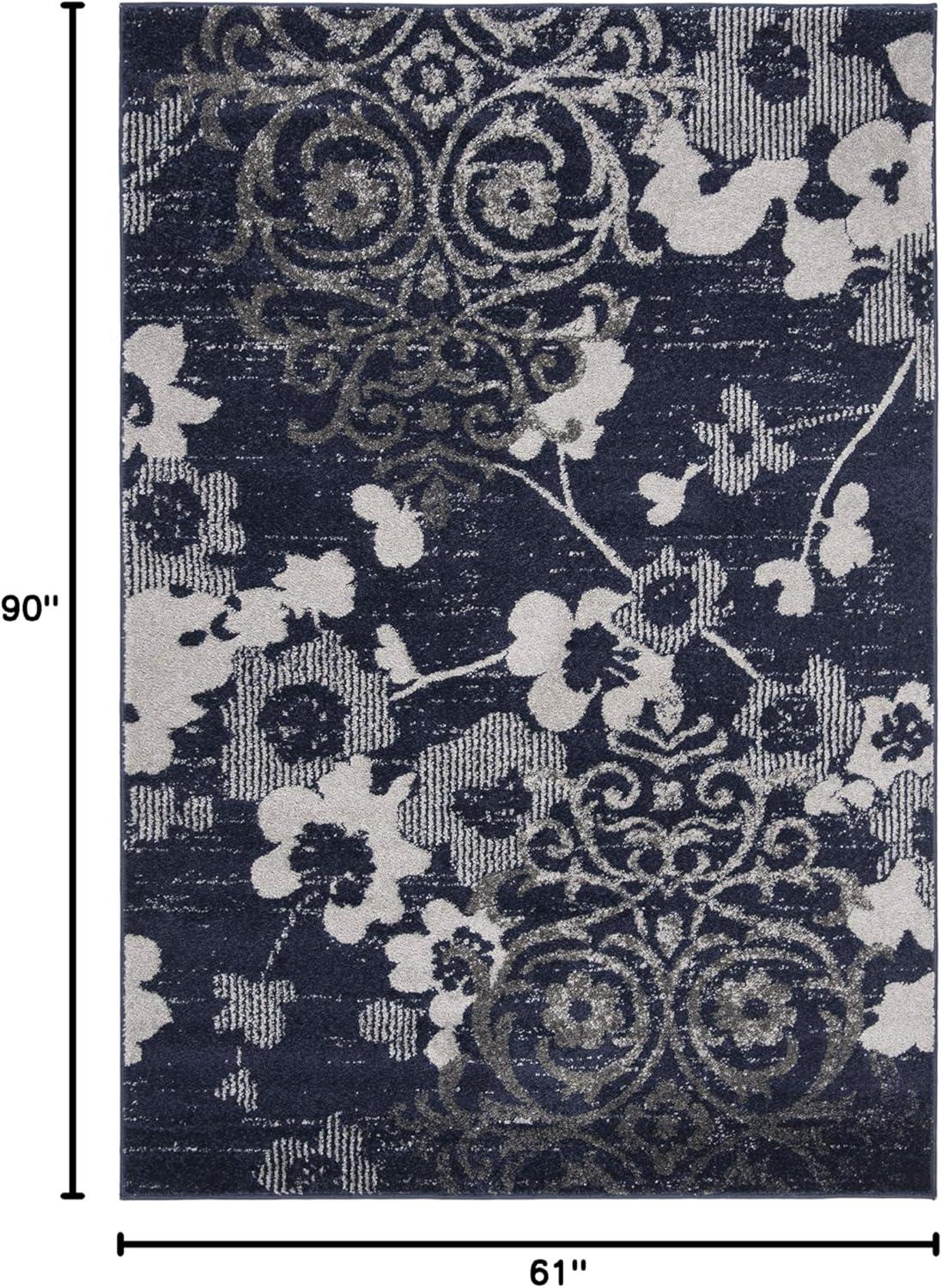 image:imageSAFAVIEH Area Rug 8x10 Adirondack Collection Large Navy amp Silver Floral Glam Damask Design NonShedding amp Easy Cleaning Ideal for Living Room Bedroom Office Dining Space ADR114NNavySilver