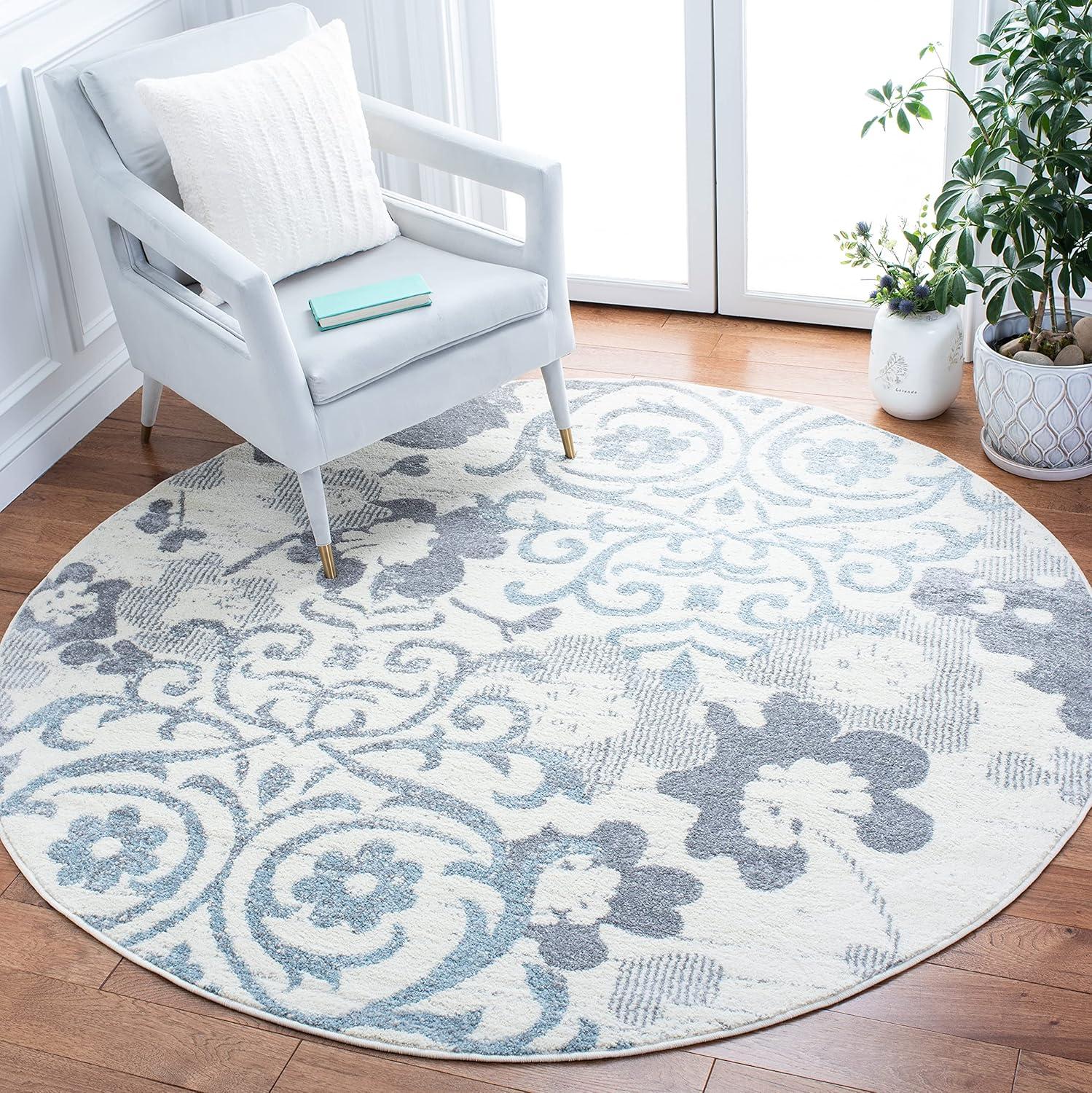 image:imageSAFAVIEH Area Rug 8x10 Adirondack Collection Large Navy amp Silver Floral Glam Damask Design NonShedding amp Easy Cleaning Ideal for Living Room Bedroom Office Dining Space ADR114NIvoryGrey