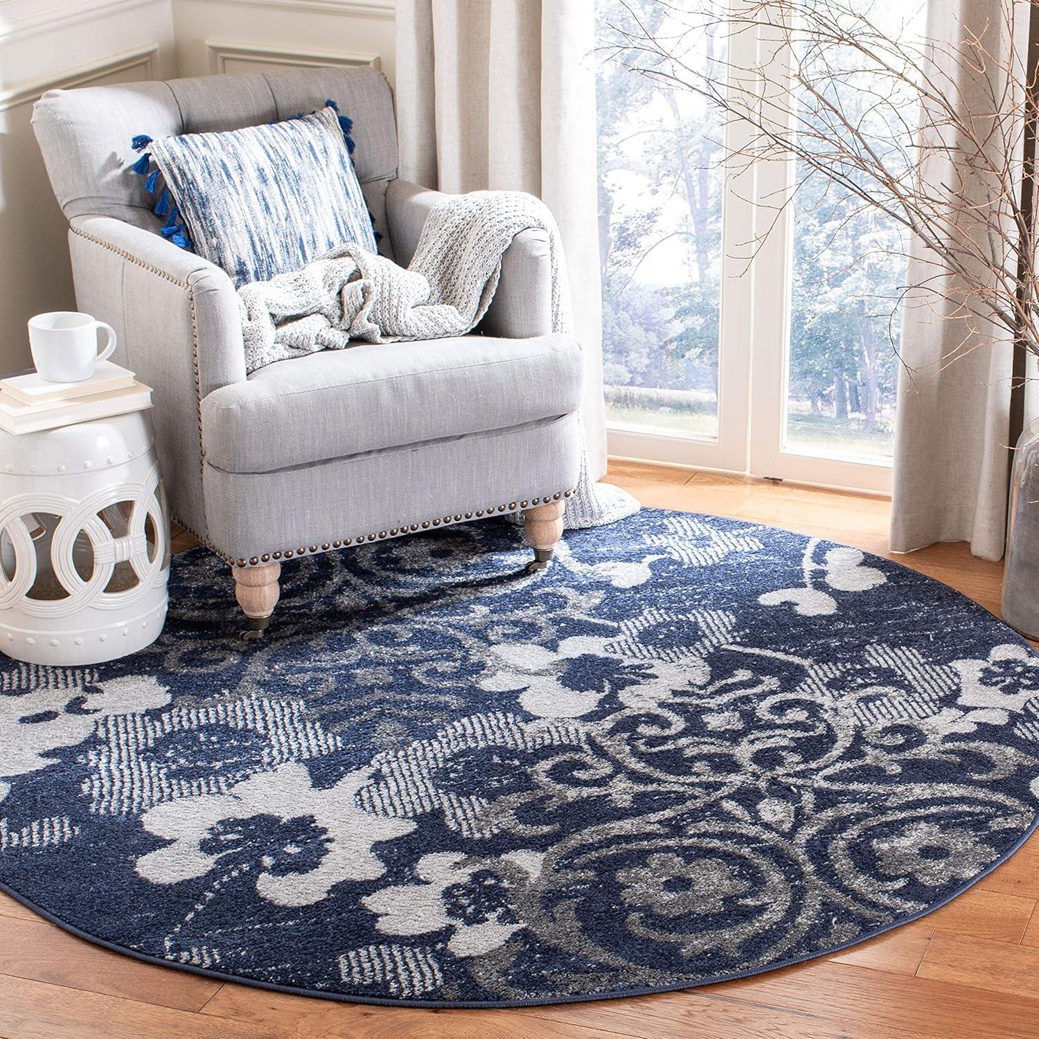 image:imageSAFAVIEH Area Rug 8x10 Adirondack Collection Large Navy amp Silver Floral Glam Damask Design NonShedding amp Easy Cleaning Ideal for Living Room Bedroom Office Dining Space ADR114NNavySilver