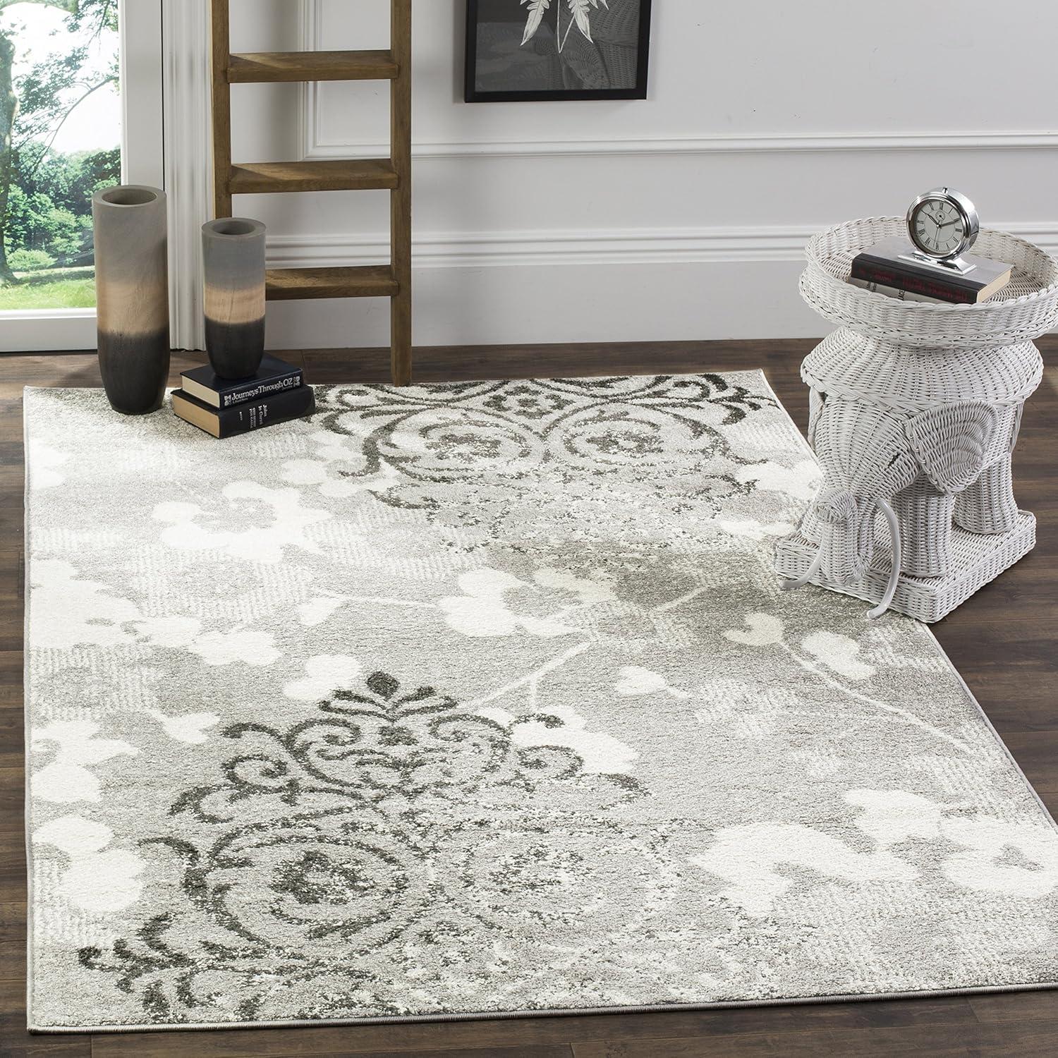 image:imageSAFAVIEH Area Rug 8x10 Adirondack Collection Large Navy amp Silver Floral Glam Damask Design NonShedding amp Easy Cleaning Ideal for Living Room Bedroom Office Dining Space ADR114NSilverIvory