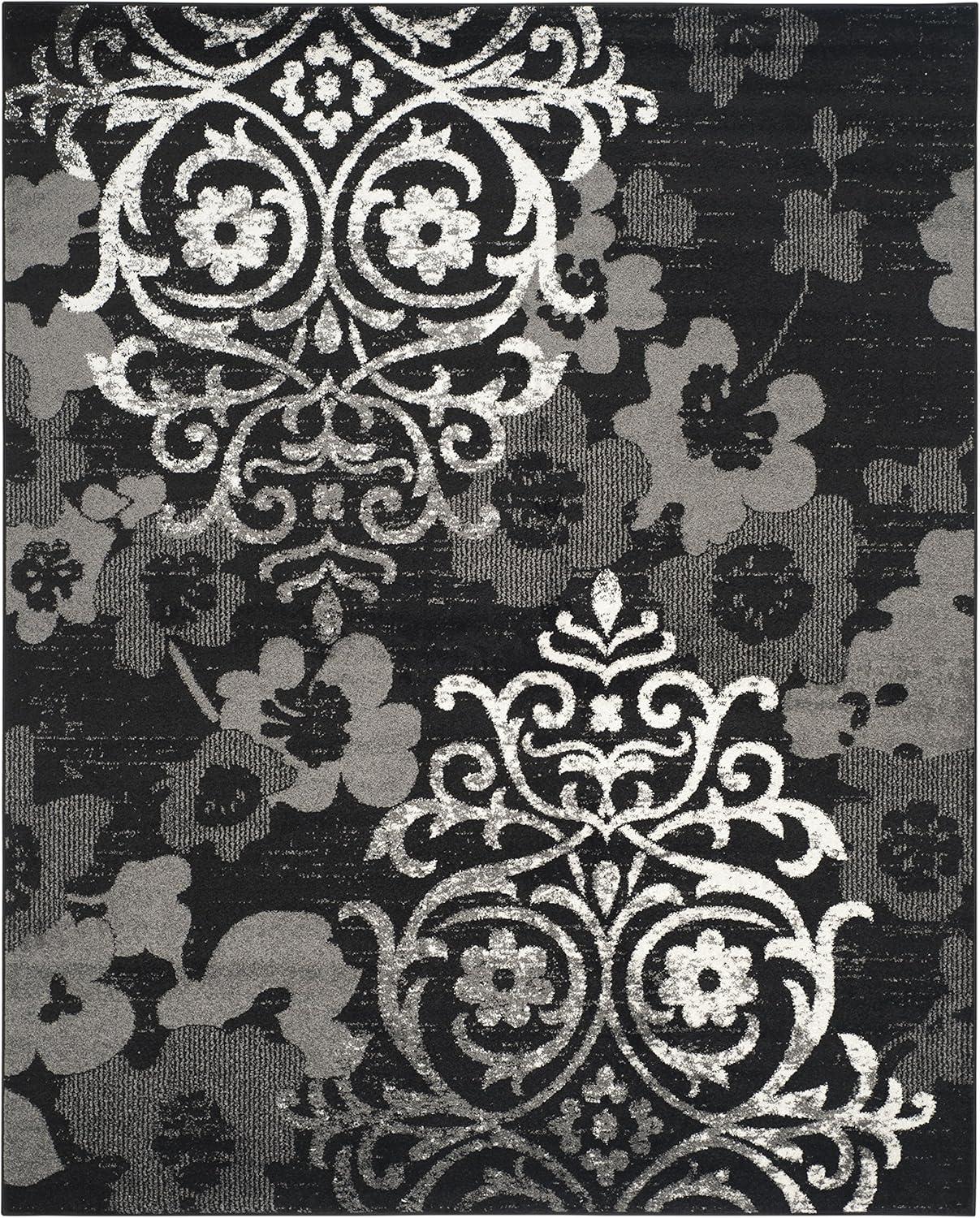image:imageSAFAVIEH Area Rug 8x10 Adirondack Collection Large Navy amp Silver Floral Glam Damask Design NonShedding amp Easy Cleaning Ideal for Living Room Bedroom Office Dining Space ADR114NBlackSilver