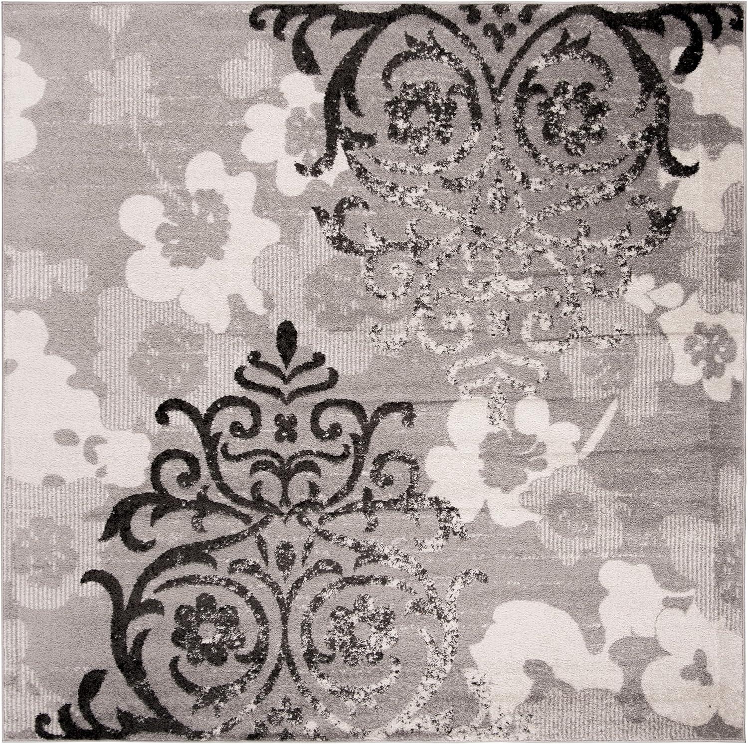 image:imageSAFAVIEH Area Rug 8x10 Adirondack Collection Large Navy amp Silver Floral Glam Damask Design NonShedding amp Easy Cleaning Ideal for Living Room Bedroom Office Dining Space ADR114NSilverIvory