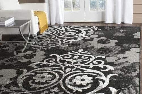 image:imageSAFAVIEH Area Rug 8x10 Adirondack Collection Large Navy amp Silver Floral Glam Damask Design NonShedding amp Easy Cleaning Ideal for Living Room Bedroom Office Dining Space ADR114NBlackSilver