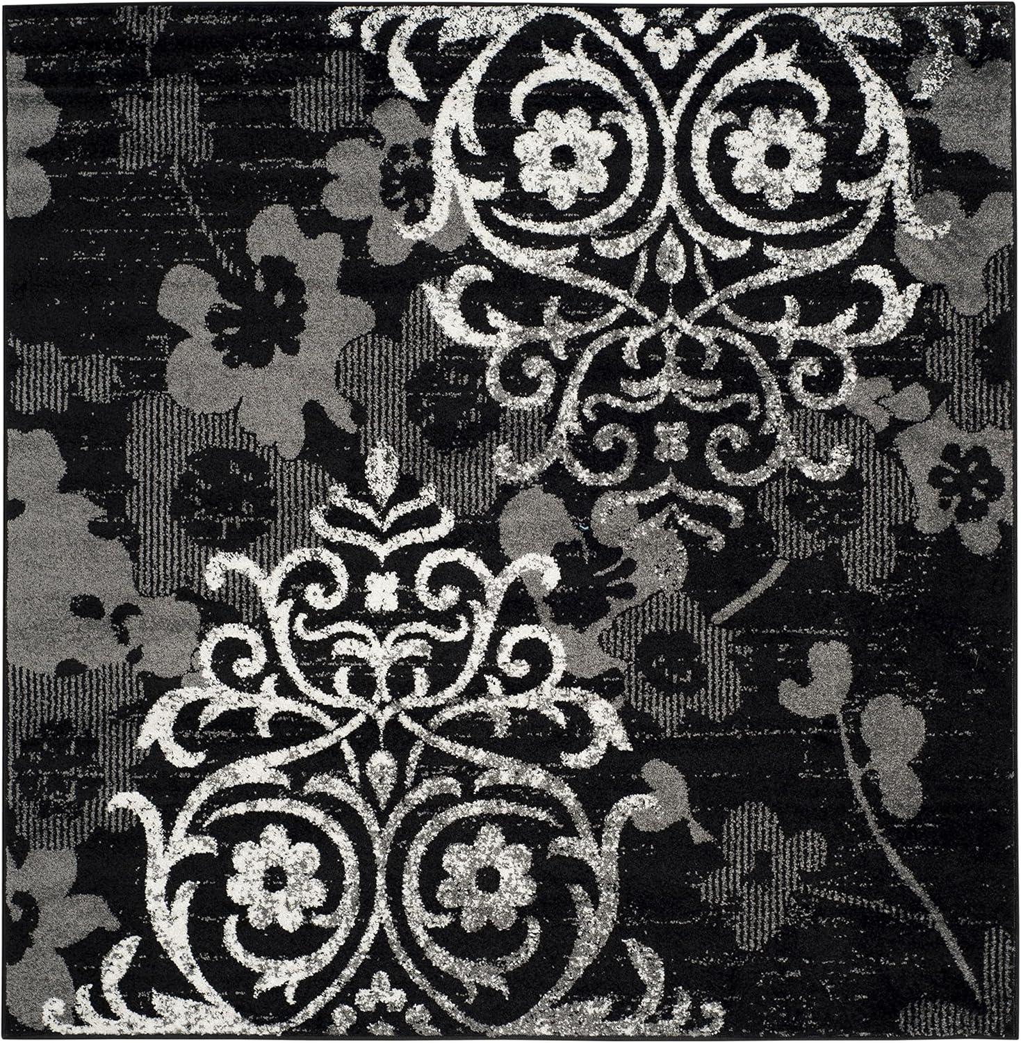 image:imageSAFAVIEH Area Rug 8x10 Adirondack Collection Large Navy amp Silver Floral Glam Damask Design NonShedding amp Easy Cleaning Ideal for Living Room Bedroom Office Dining Space ADR114NBlackSilver