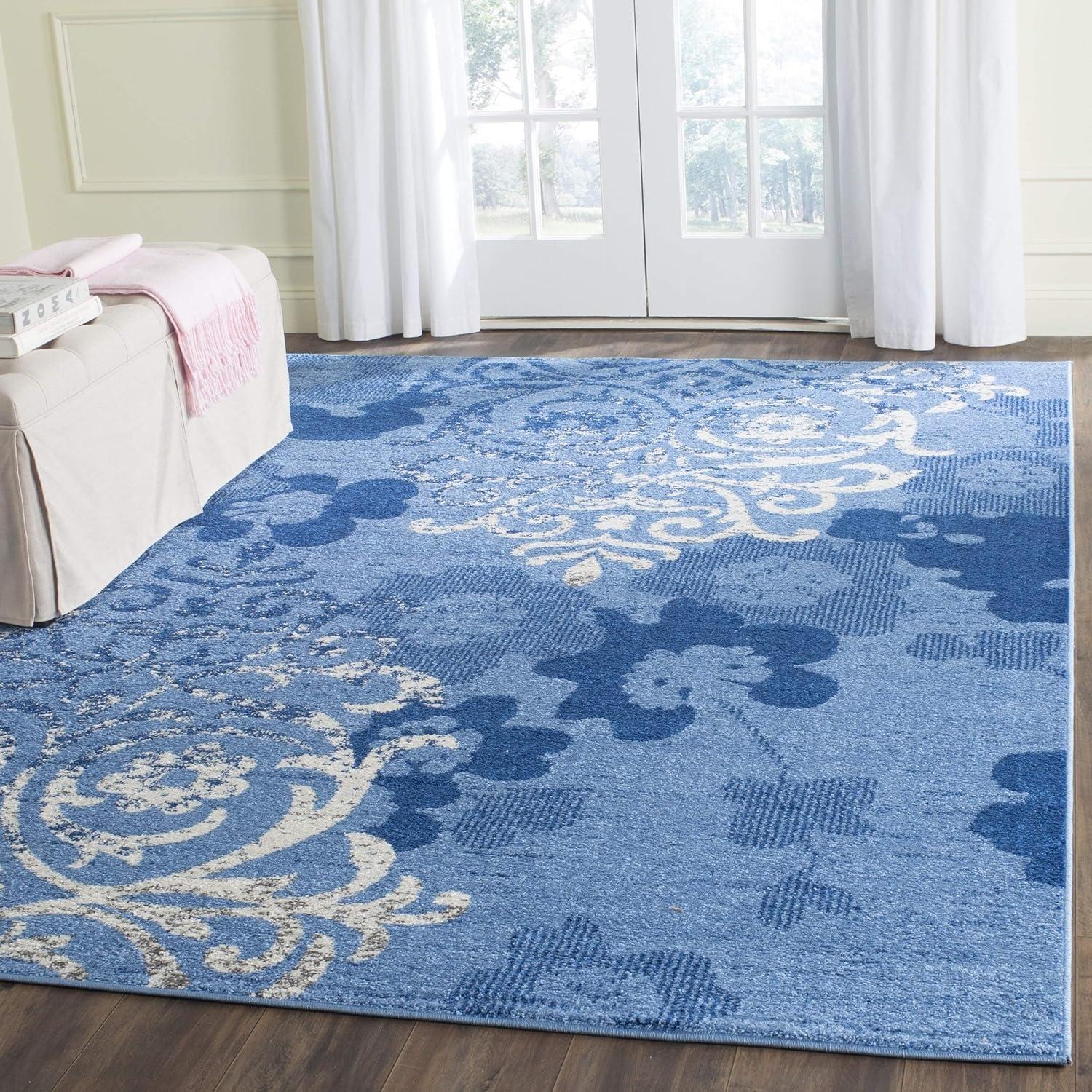 image:imageSAFAVIEH Area Rug 8x10 Adirondack Collection Large Navy amp Silver Floral Glam Damask Design NonShedding amp Easy Cleaning Ideal for Living Room Bedroom Office Dining Space ADR114NLight BlueDark Blue