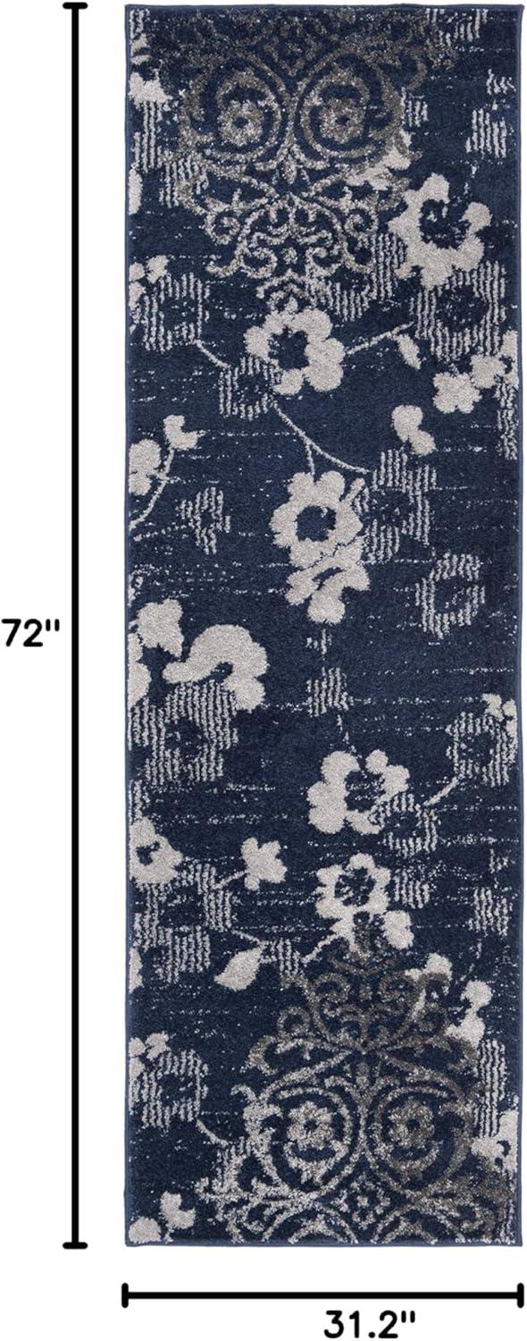 image:imageSAFAVIEH Area Rug 8x10 Adirondack Collection Large Navy amp Silver Floral Glam Damask Design NonShedding amp Easy Cleaning Ideal for Living Room Bedroom Office Dining Space ADR114NNavySilver