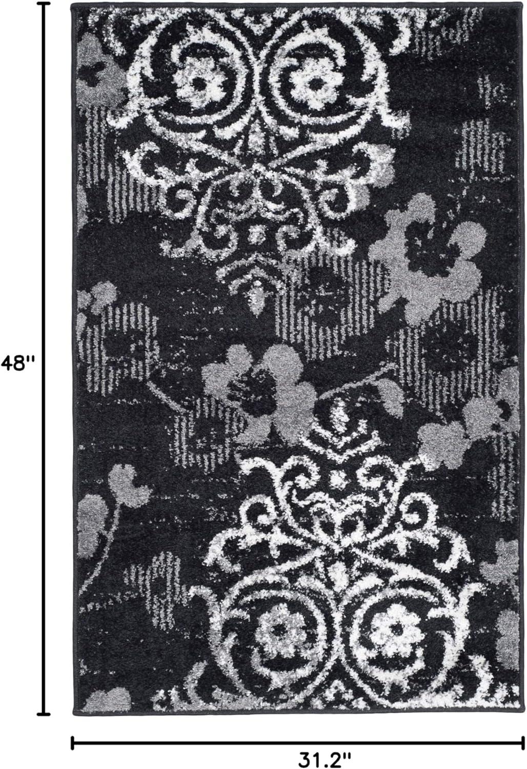 image:imageSAFAVIEH Area Rug 8x10 Adirondack Collection Large Navy amp Silver Floral Glam Damask Design NonShedding amp Easy Cleaning Ideal for Living Room Bedroom Office Dining Space ADR114NBlackSilver