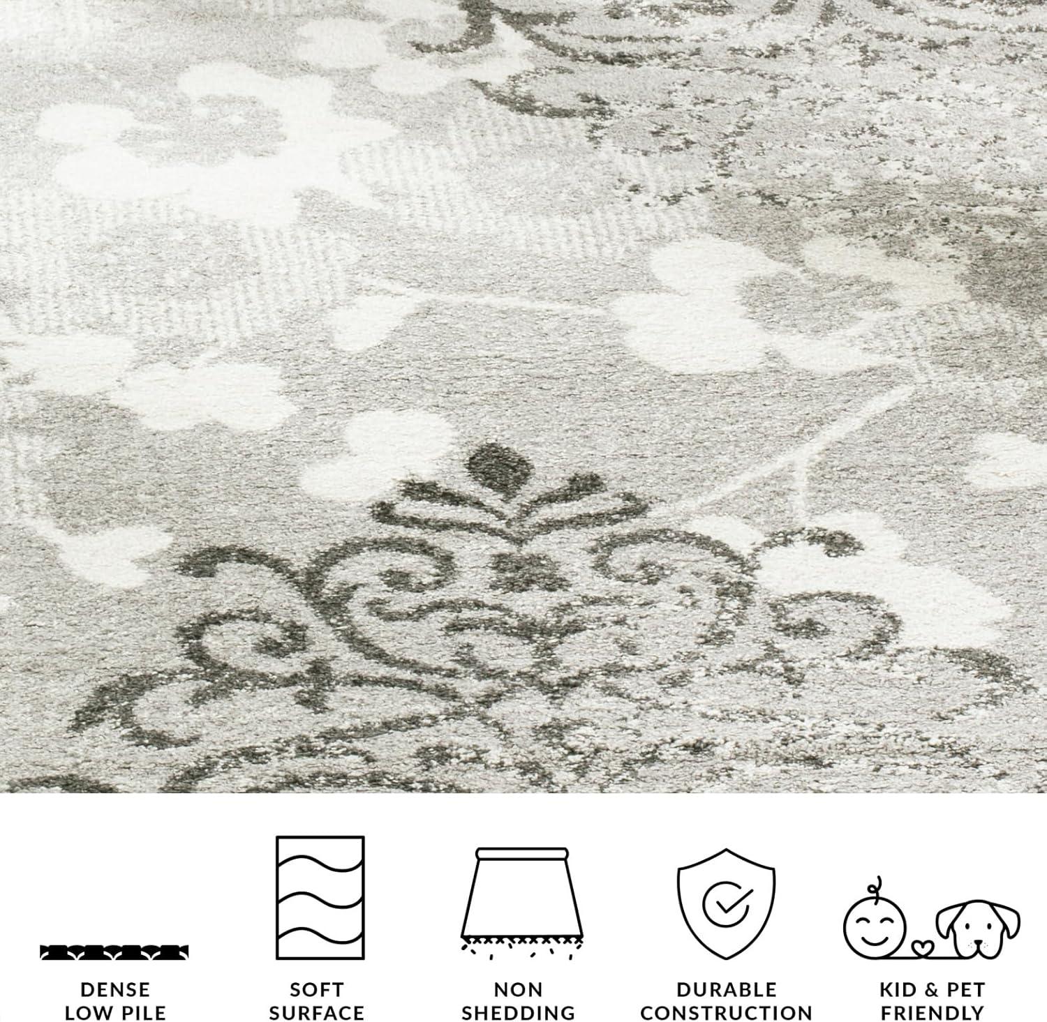 image:imageSAFAVIEH Area Rug 8x10 Adirondack Collection Large Navy amp Silver Floral Glam Damask Design NonShedding amp Easy Cleaning Ideal for Living Room Bedroom Office Dining Space ADR114NSilverIvory