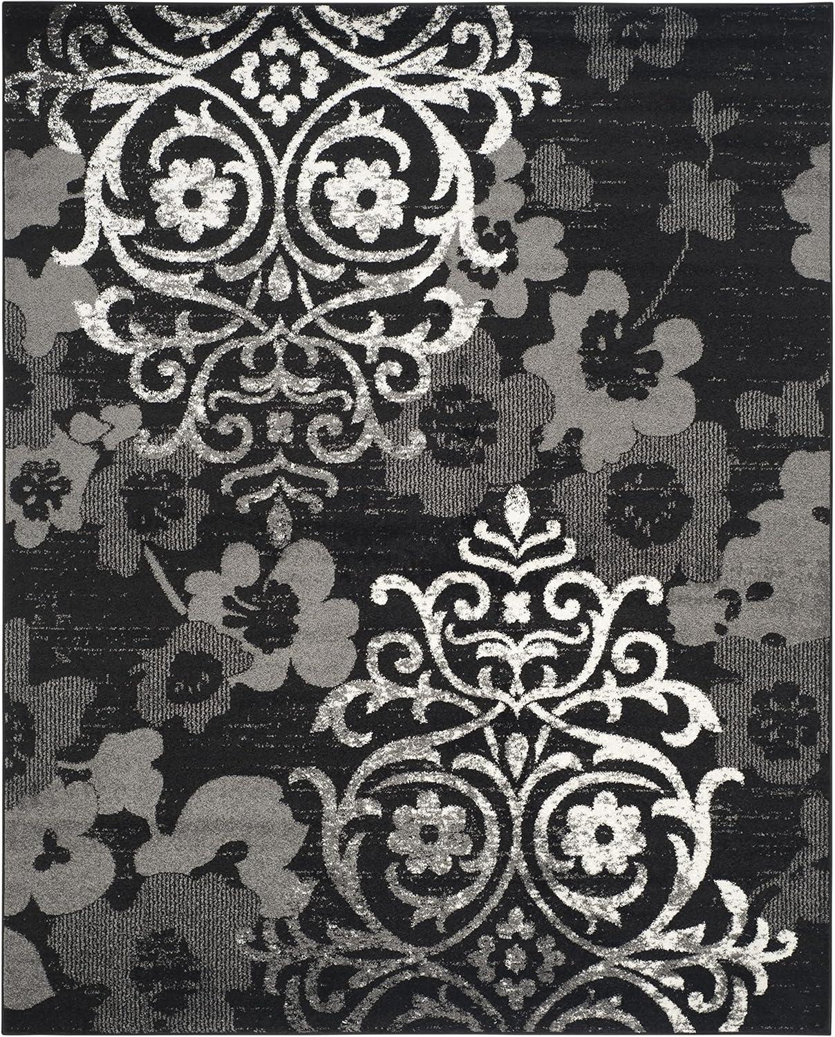 image:imageSAFAVIEH Area Rug 8x10 Adirondack Collection Large Navy amp Silver Floral Glam Damask Design NonShedding amp Easy Cleaning Ideal for Living Room Bedroom Office Dining Space ADR114NBlackSilver