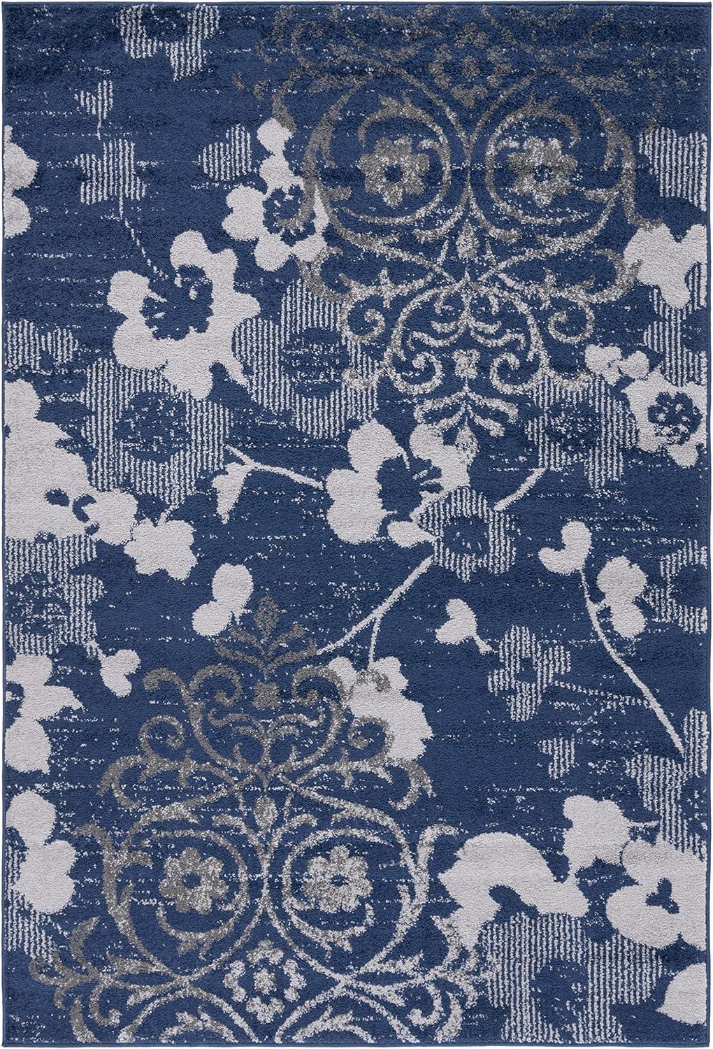 image:imageSAFAVIEH Area Rug 8x10 Adirondack Collection Large Navy amp Silver Floral Glam Damask Design NonShedding amp Easy Cleaning Ideal for Living Room Bedroom Office Dining Space ADR114NNavySilver