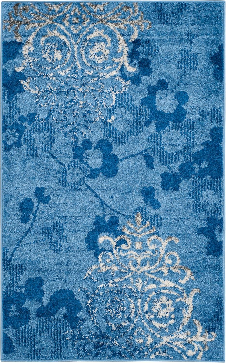 image:imageSAFAVIEH Area Rug 8x10 Adirondack Collection Large Navy amp Silver Floral Glam Damask Design NonShedding amp Easy Cleaning Ideal for Living Room Bedroom Office Dining Space ADR114NLight BlueDark Blue