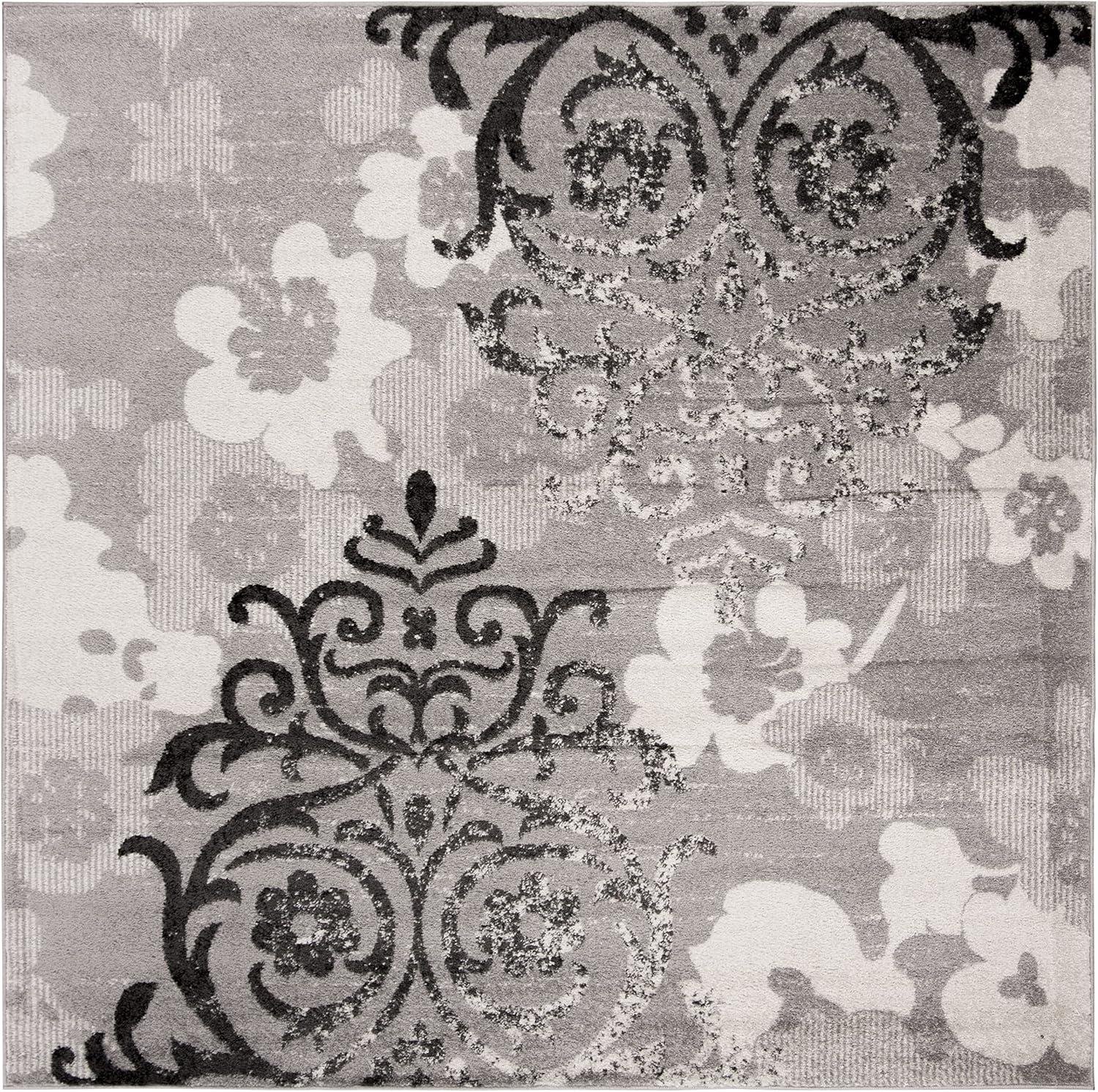 image:imageSAFAVIEH Area Rug 8x10 Adirondack Collection Large Navy amp Silver Floral Glam Damask Design NonShedding amp Easy Cleaning Ideal for Living Room Bedroom Office Dining Space ADR114NSilverIvory