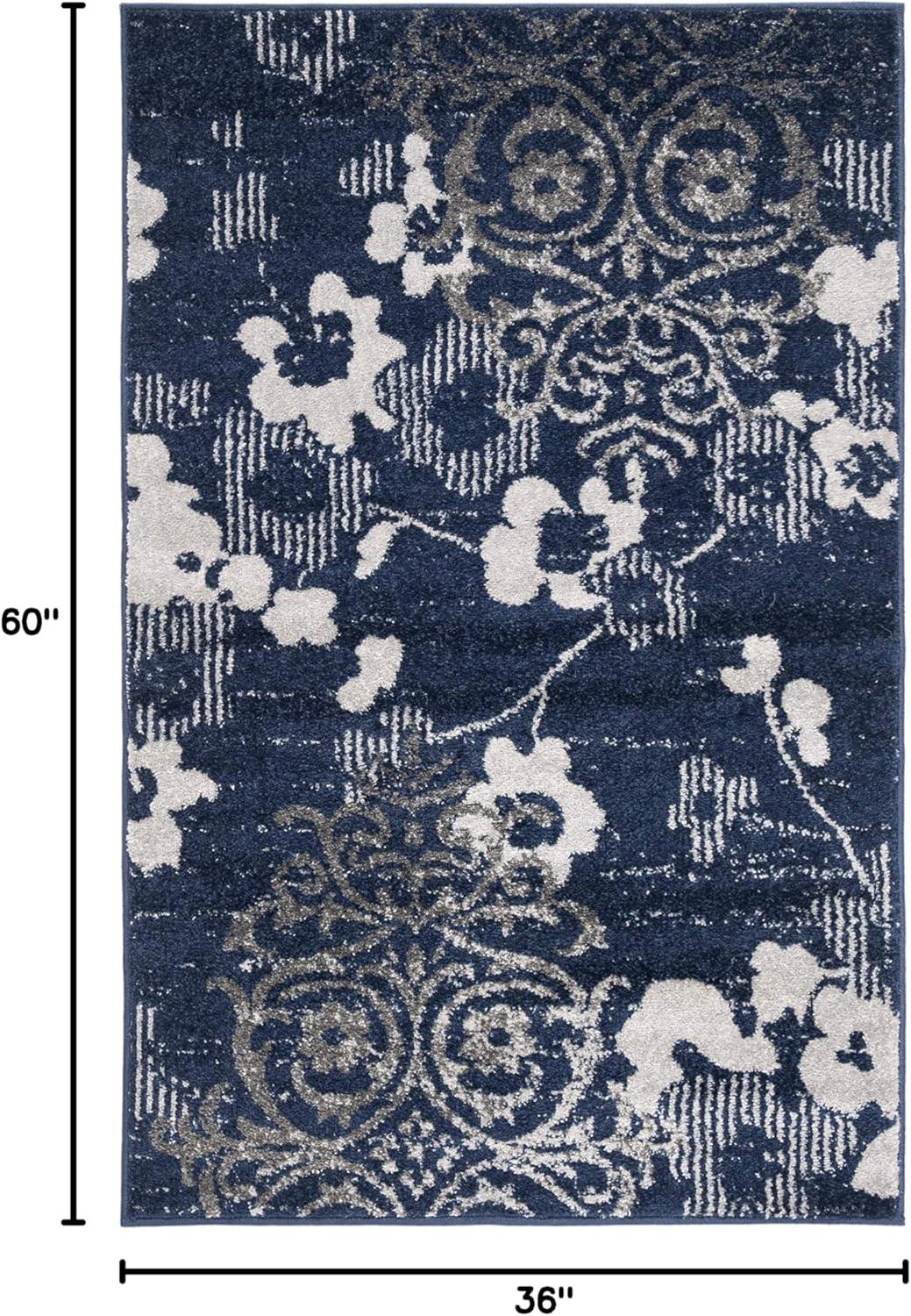 image:imageSAFAVIEH Area Rug 8x10 Adirondack Collection Large Navy amp Silver Floral Glam Damask Design NonShedding amp Easy Cleaning Ideal for Living Room Bedroom Office Dining Space ADR114NNavySilver