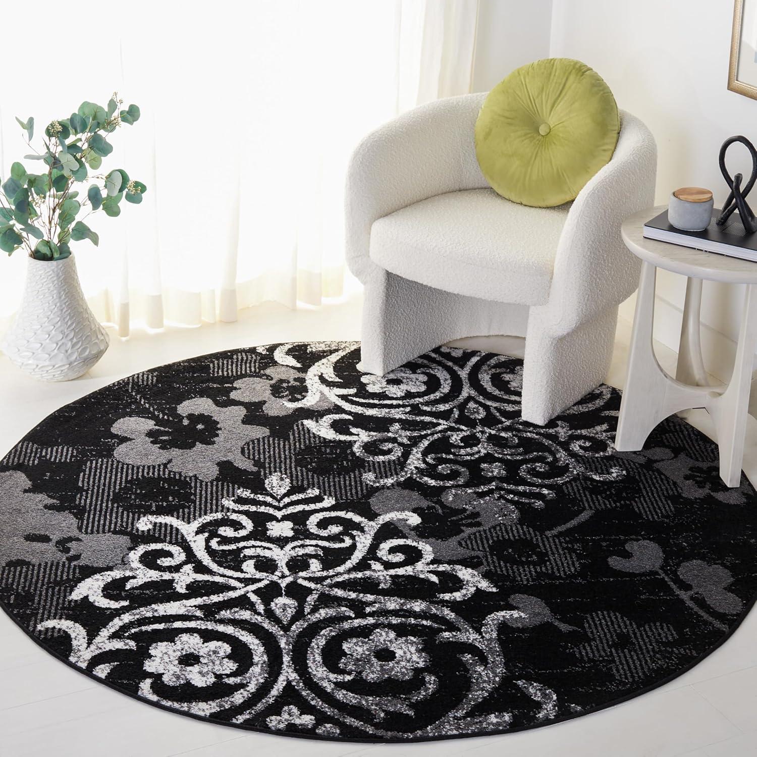 image:imageSAFAVIEH Area Rug 8x10 Adirondack Collection Large Navy amp Silver Floral Glam Damask Design NonShedding amp Easy Cleaning Ideal for Living Room Bedroom Office Dining Space ADR114NBlackSilver