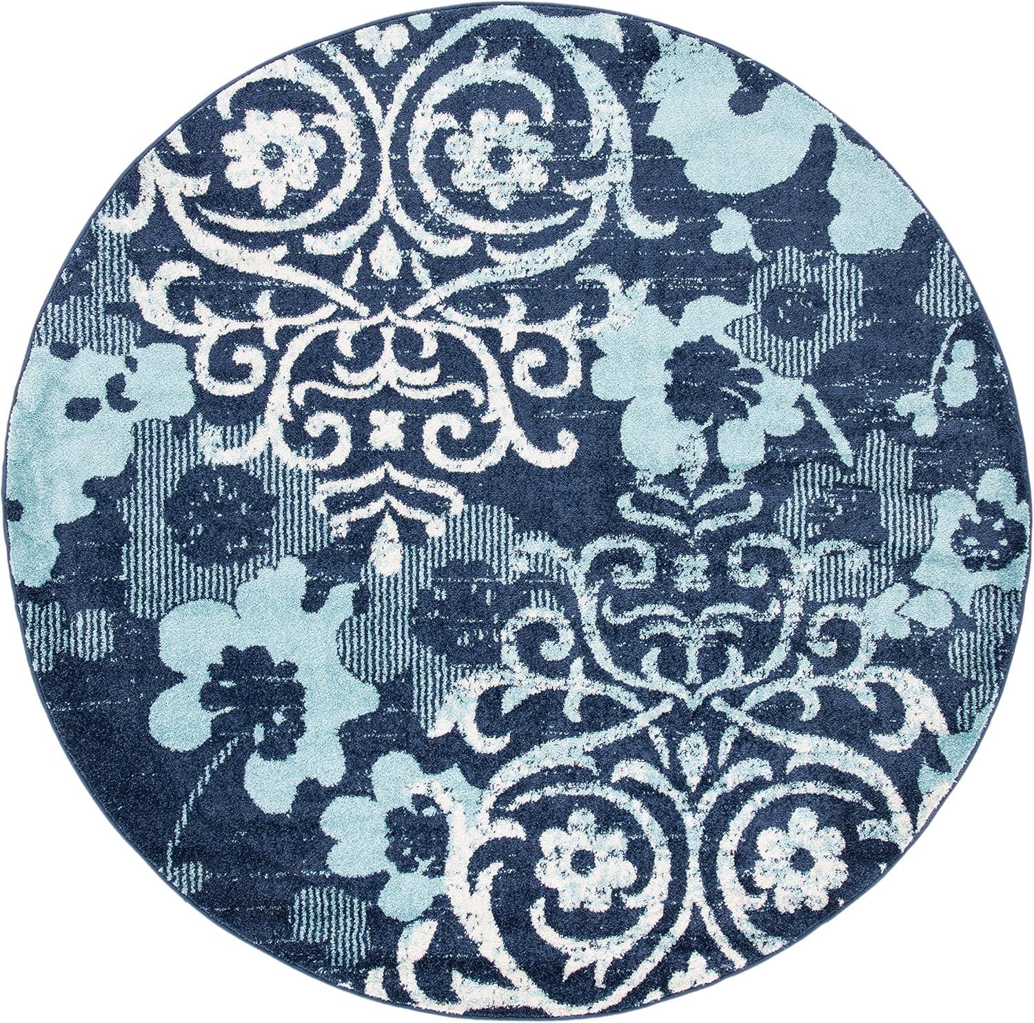 image:imageSAFAVIEH Area Rug 8x10 Adirondack Collection Large Navy amp Silver Floral Glam Damask Design NonShedding amp Easy Cleaning Ideal for Living Room Bedroom Office Dining Space ADR114NNavyAqua
