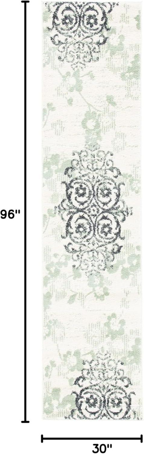 image:imageSAFAVIEH Area Rug 8x10 Adirondack Collection Large Navy amp Silver Floral Glam Damask Design NonShedding amp Easy Cleaning Ideal for Living Room Bedroom Office Dining Space ADR114NIvoryGreen