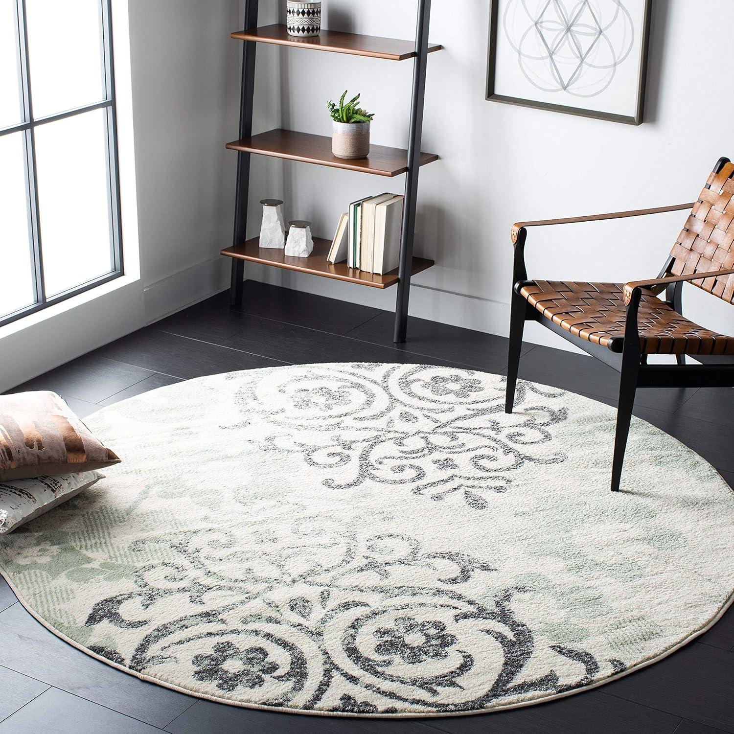 image:imageSAFAVIEH Area Rug 8x10 Adirondack Collection Large Navy amp Silver Floral Glam Damask Design NonShedding amp Easy Cleaning Ideal for Living Room Bedroom Office Dining Space ADR114NIvoryGreen
