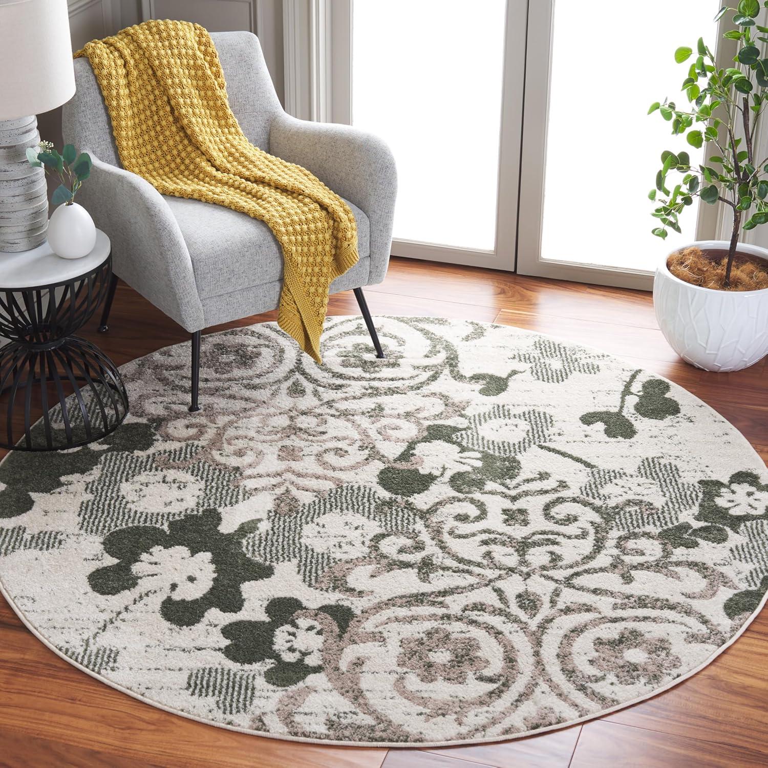 image:imageSAFAVIEH Area Rug 8x10 Adirondack Collection Large Navy amp Silver Floral Glam Damask Design NonShedding amp Easy Cleaning Ideal for Living Room Bedroom Office Dining Space ADR114NIvoryDark Green