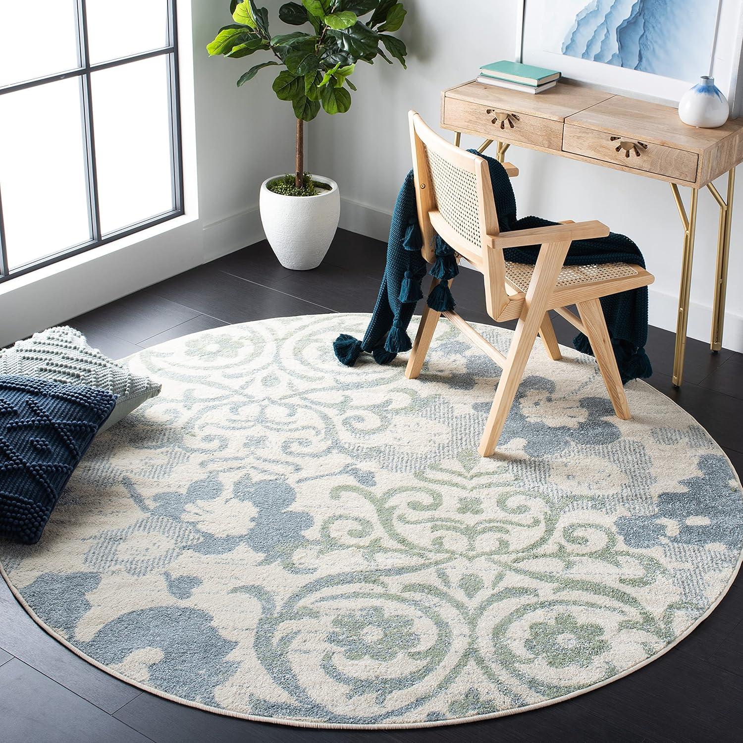 image:imageSAFAVIEH Area Rug 8x10 Adirondack Collection Large Navy amp Silver Floral Glam Damask Design NonShedding amp Easy Cleaning Ideal for Living Room Bedroom Office Dining Space ADR114NIvoryBlue