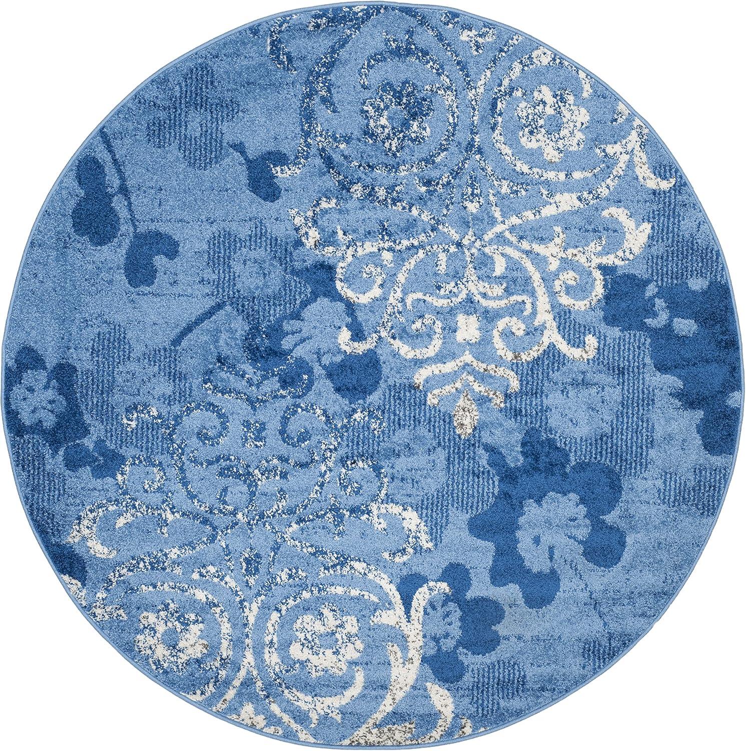 image:imageSAFAVIEH Area Rug 8x10 Adirondack Collection Large Navy amp Silver Floral Glam Damask Design NonShedding amp Easy Cleaning Ideal for Living Room Bedroom Office Dining Space ADR114NLight BlueDark Blue