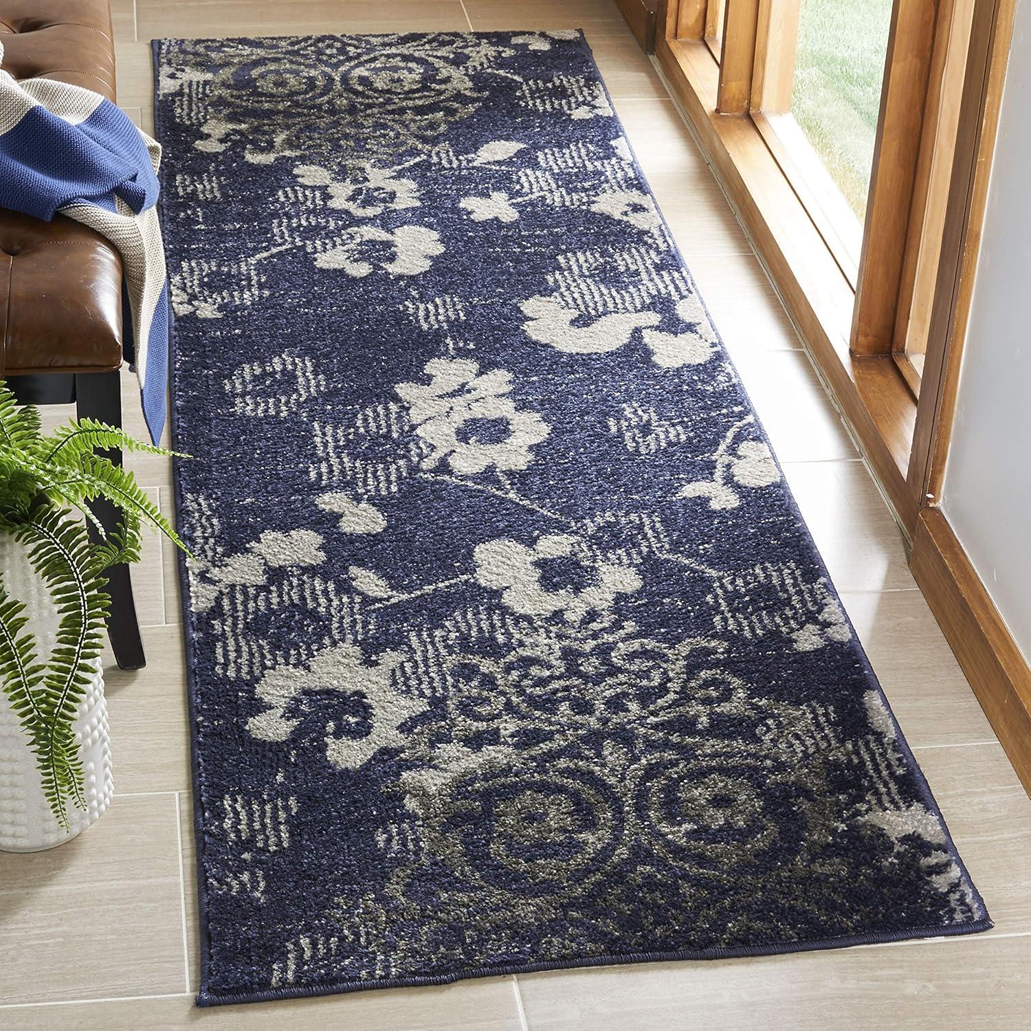 image:imageSAFAVIEH Area Rug 8x10 Adirondack Collection Large Navy amp Silver Floral Glam Damask Design NonShedding amp Easy Cleaning Ideal for Living Room Bedroom Office Dining Space ADR114NNavySilver