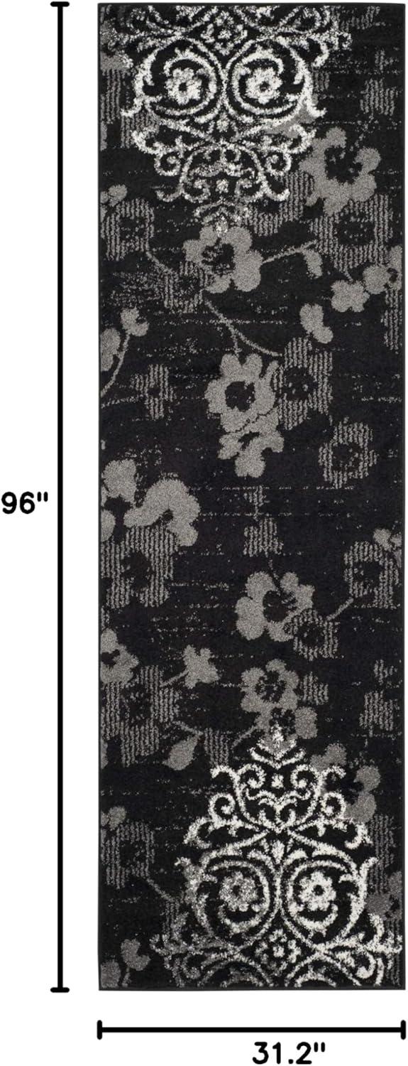 image:imageSAFAVIEH Area Rug 8x10 Adirondack Collection Large Navy amp Silver Floral Glam Damask Design NonShedding amp Easy Cleaning Ideal for Living Room Bedroom Office Dining Space ADR114NBlackSilver