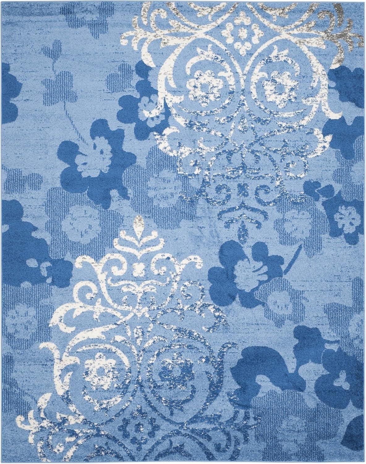 image:imageSAFAVIEH Area Rug 8x10 Adirondack Collection Large Navy amp Silver Floral Glam Damask Design NonShedding amp Easy Cleaning Ideal for Living Room Bedroom Office Dining Space ADR114NLight BlueDark Blue