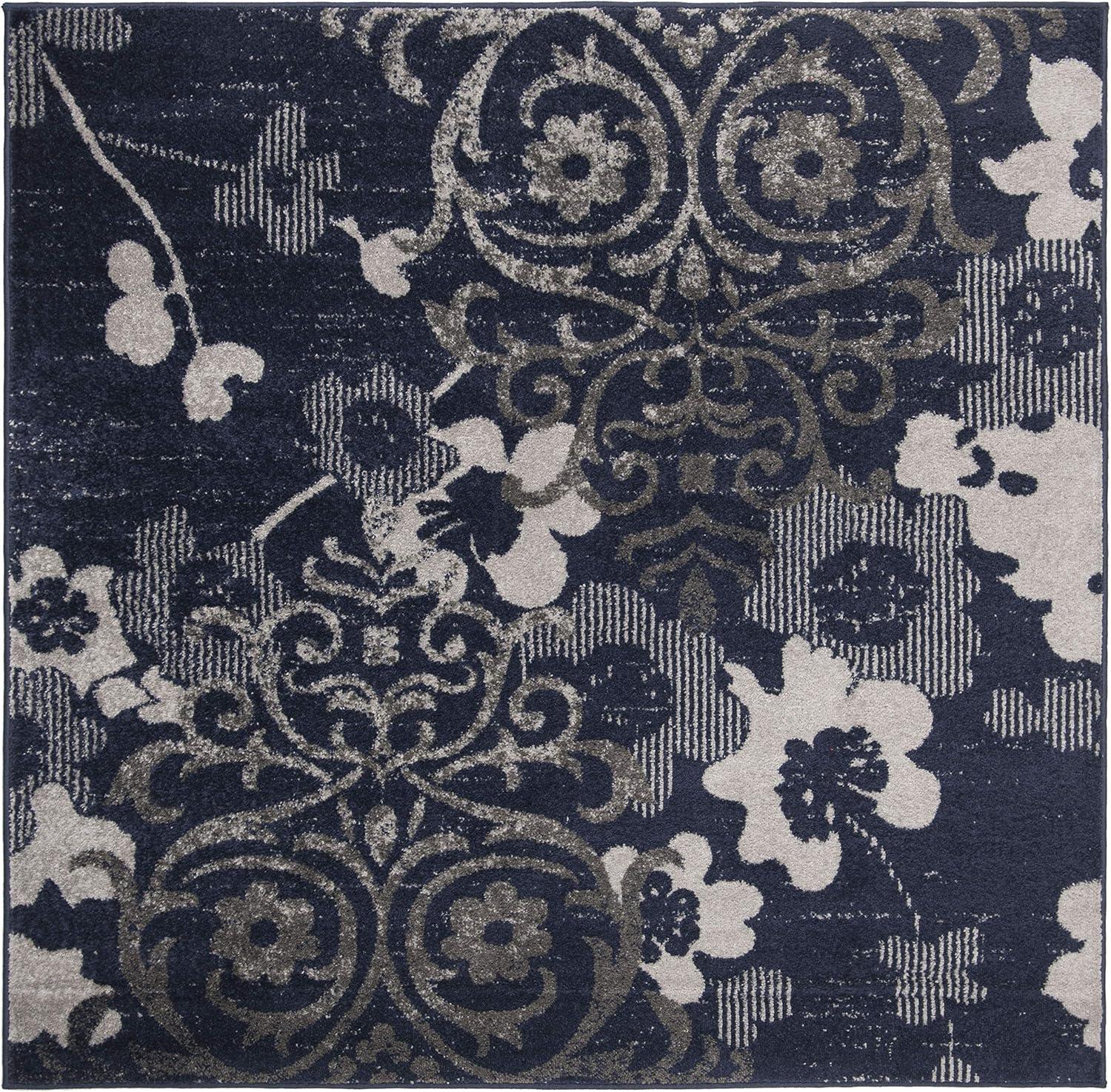 image:imageSAFAVIEH Area Rug 8x10 Adirondack Collection Large Navy amp Silver Floral Glam Damask Design NonShedding amp Easy Cleaning Ideal for Living Room Bedroom Office Dining Space ADR114NNavySilver