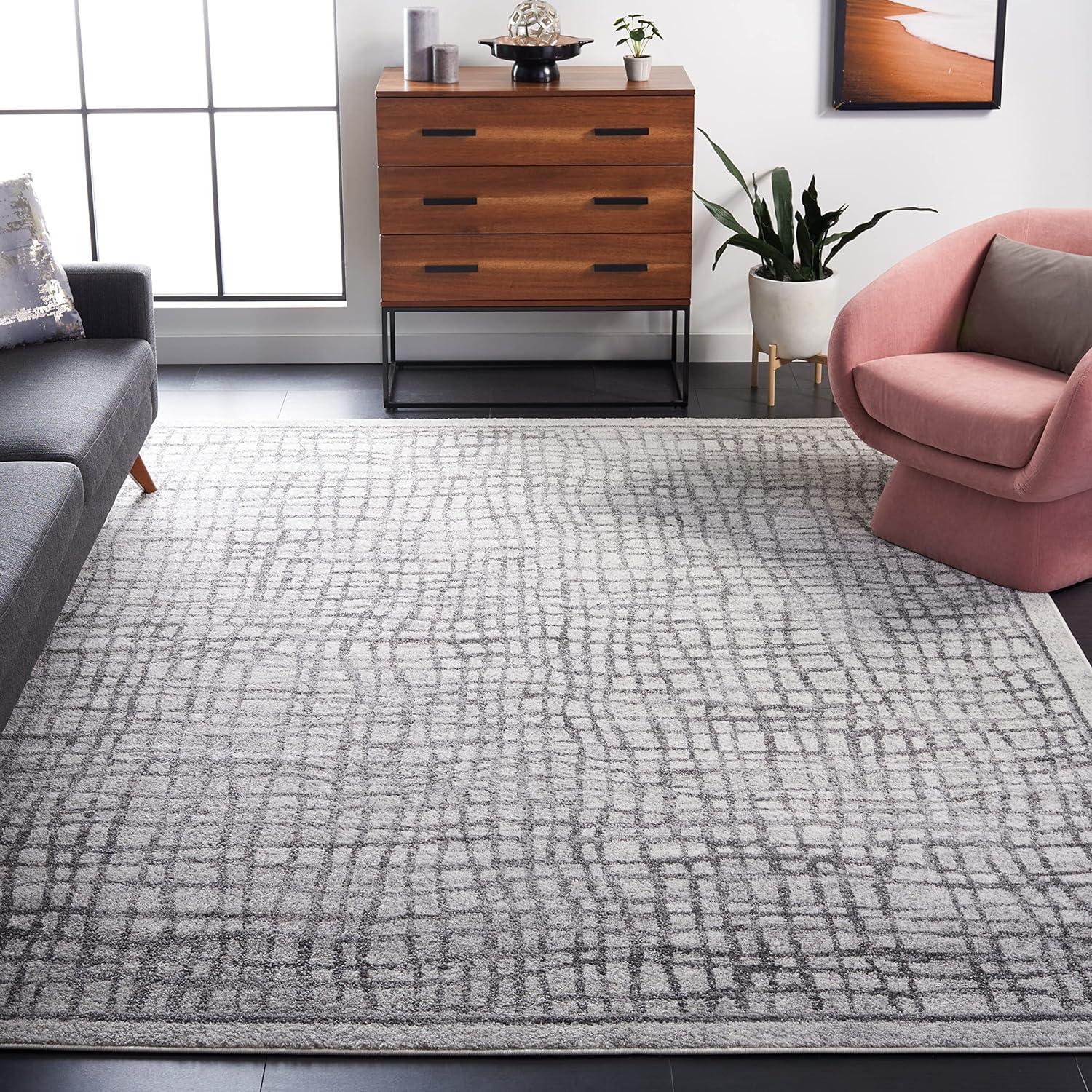 image:imageSAFAVIEH Area Rug 8x10 Adirondack Collection Large Silver amp Ivory Modern Abstract Design NonShedding amp Easy Cleaning Ideal for Living Room Bedroom Office Dining Space ADR103BSilverIvory